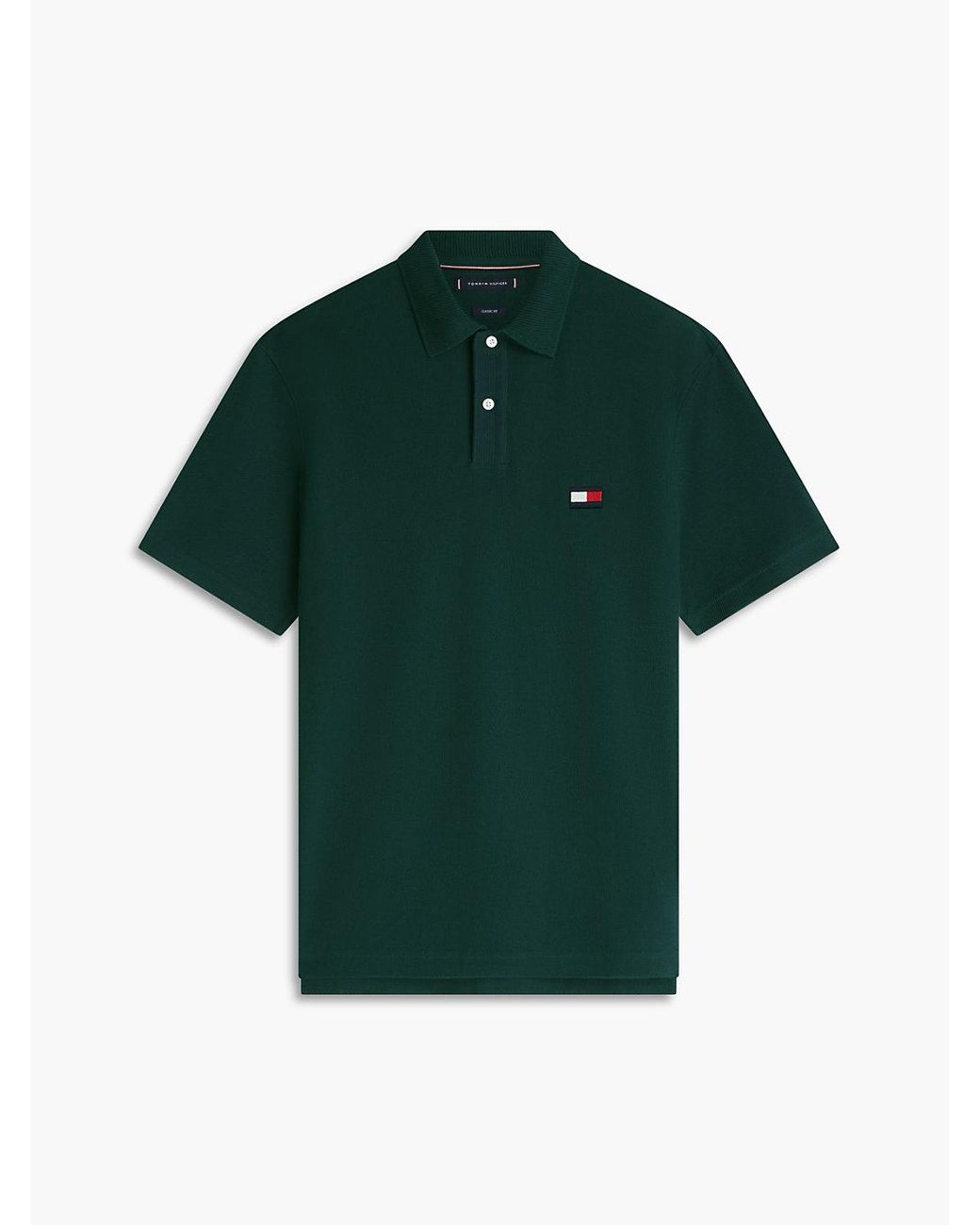 Tommy Hilfiger Green Classic Fit Knit Collar Polo Shirt for men