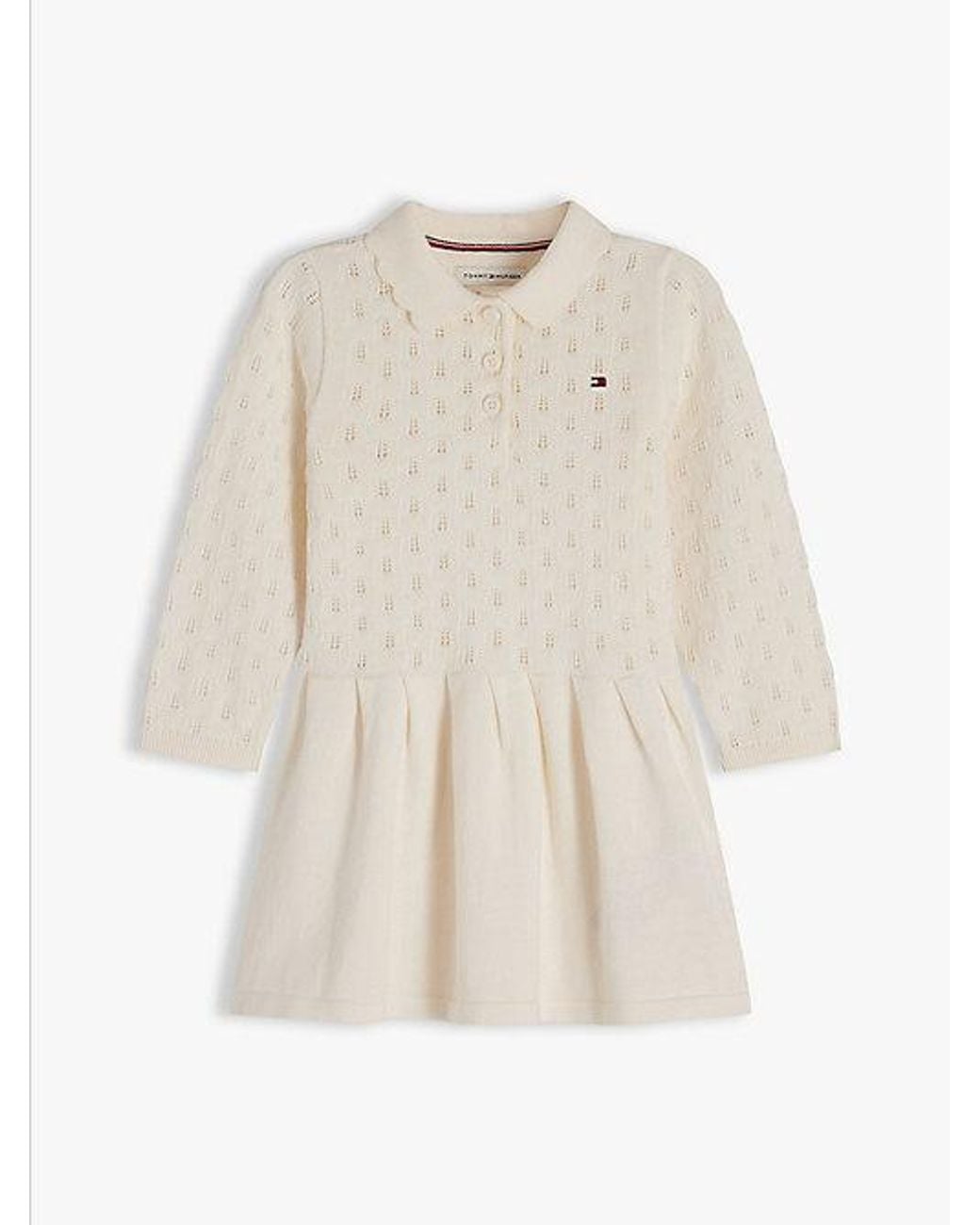 Tommy Hilfiger White Pointelle Fit And Flare Dress