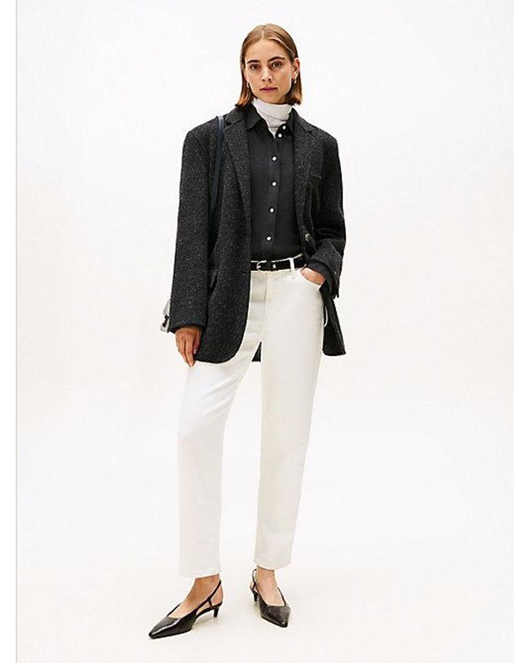 Tommy Hilfiger Black Wool Blend Oversized Fit Blazer