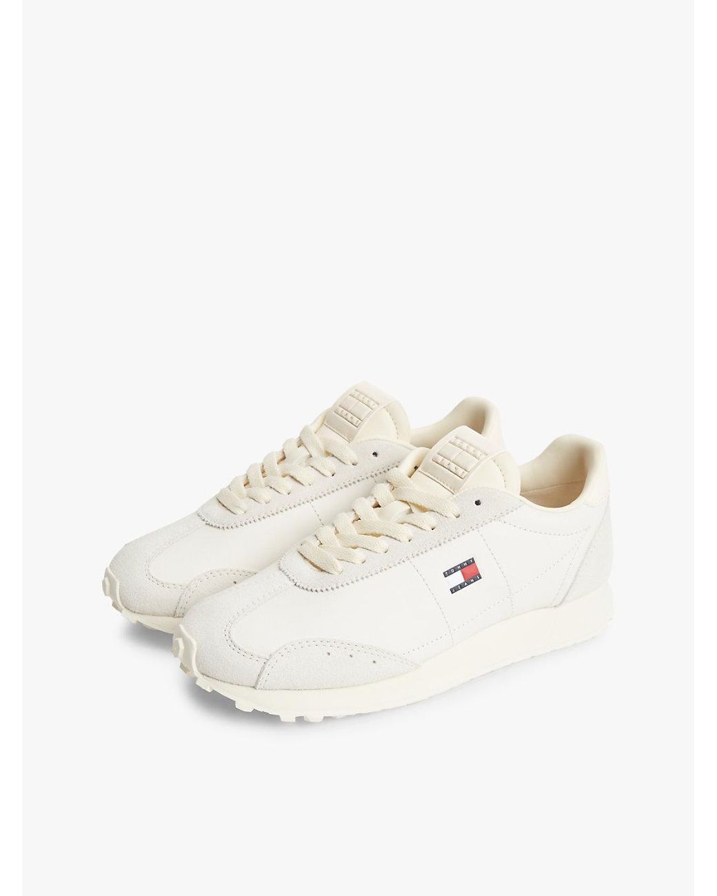 Tommy Hilfiger Natural Archive Retro Trainers With Leather