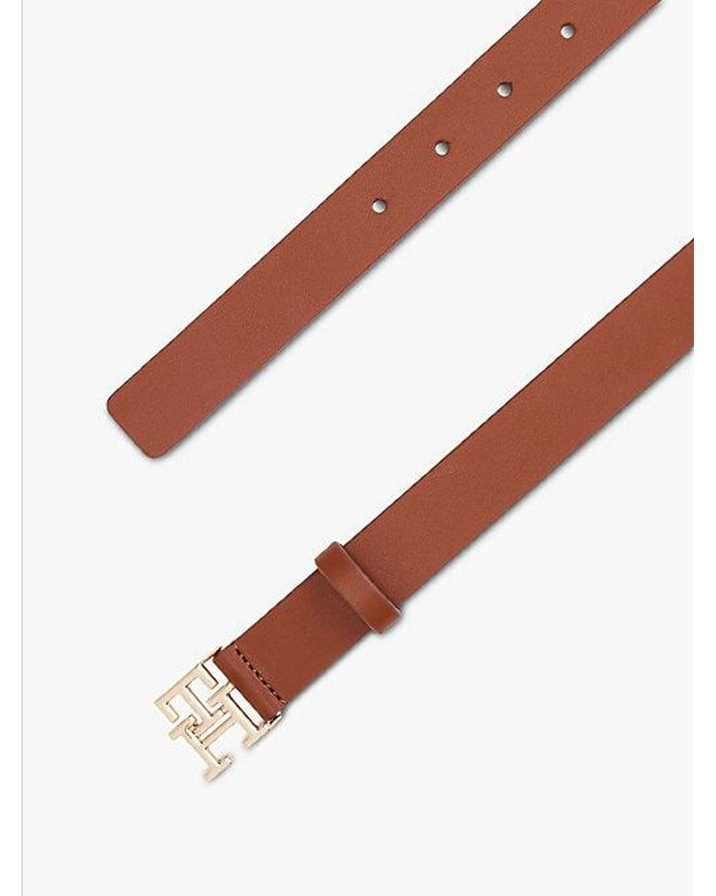 Tommy Hilfiger Brown Th Monogram Leather Plaque Buckle Belt