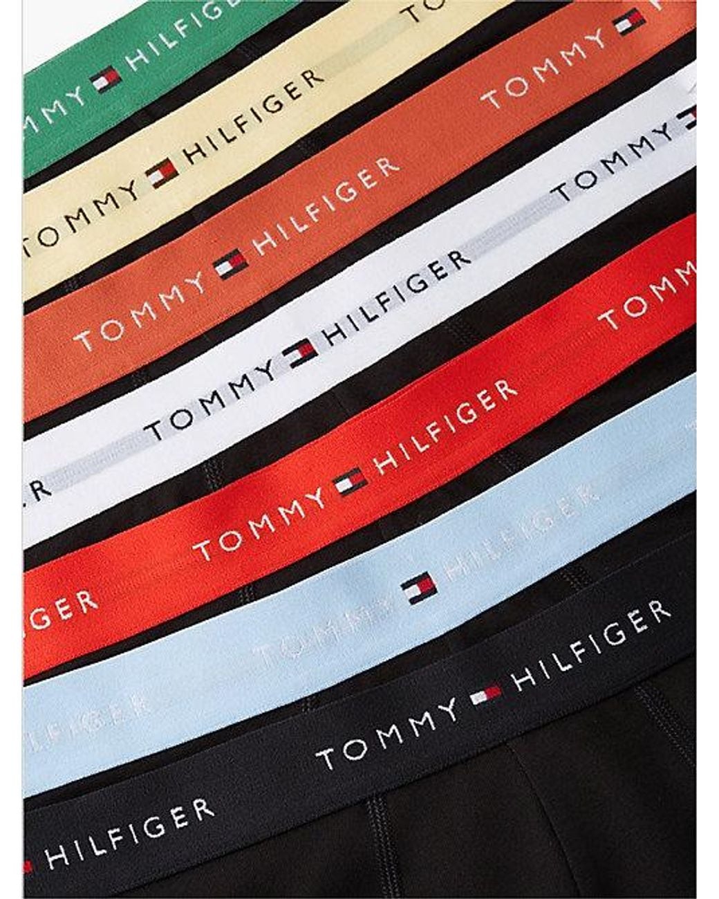 Tommy Hilfiger Black 7 Pack Signature Logo Waistband Trunks for men
