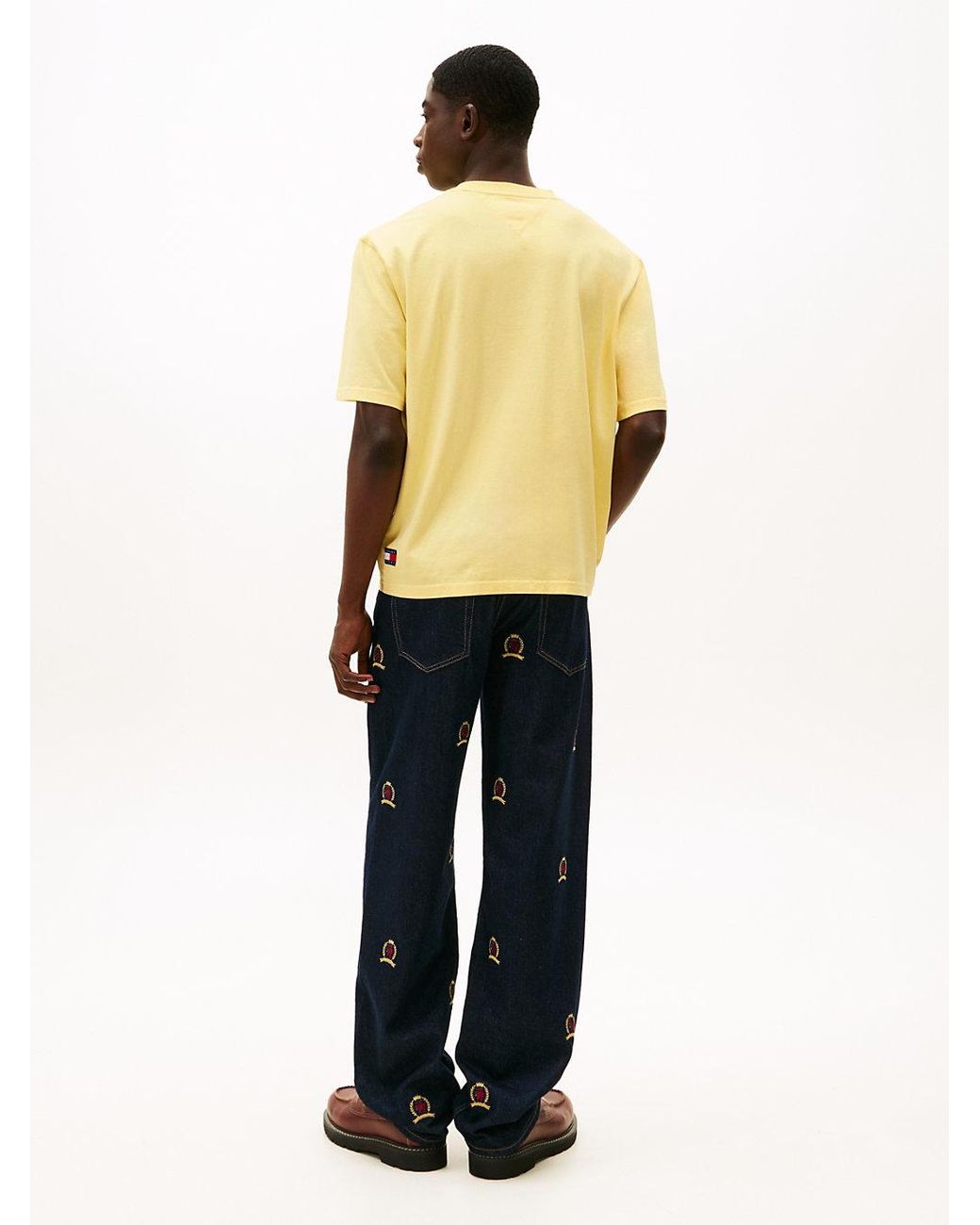 Tommy Hilfiger Natural S Short Sleeve Solid Cotton Graphic T-shirts With Tonal Embroidered Logo for men