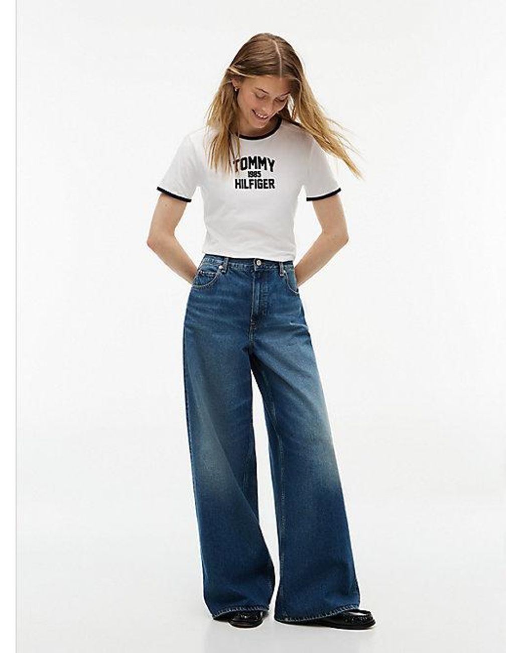 Tommy Hilfiger Blue Indie High Rise Wide Jeans