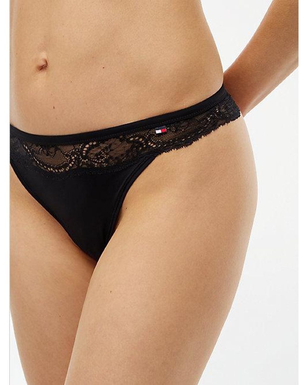 Tommy Hilfiger Natural Lace Trim Microfibre Thong