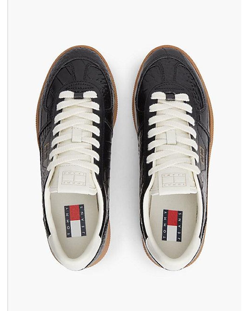 Tommy Hilfiger White The Greenwich Croco Print Leather Trainers