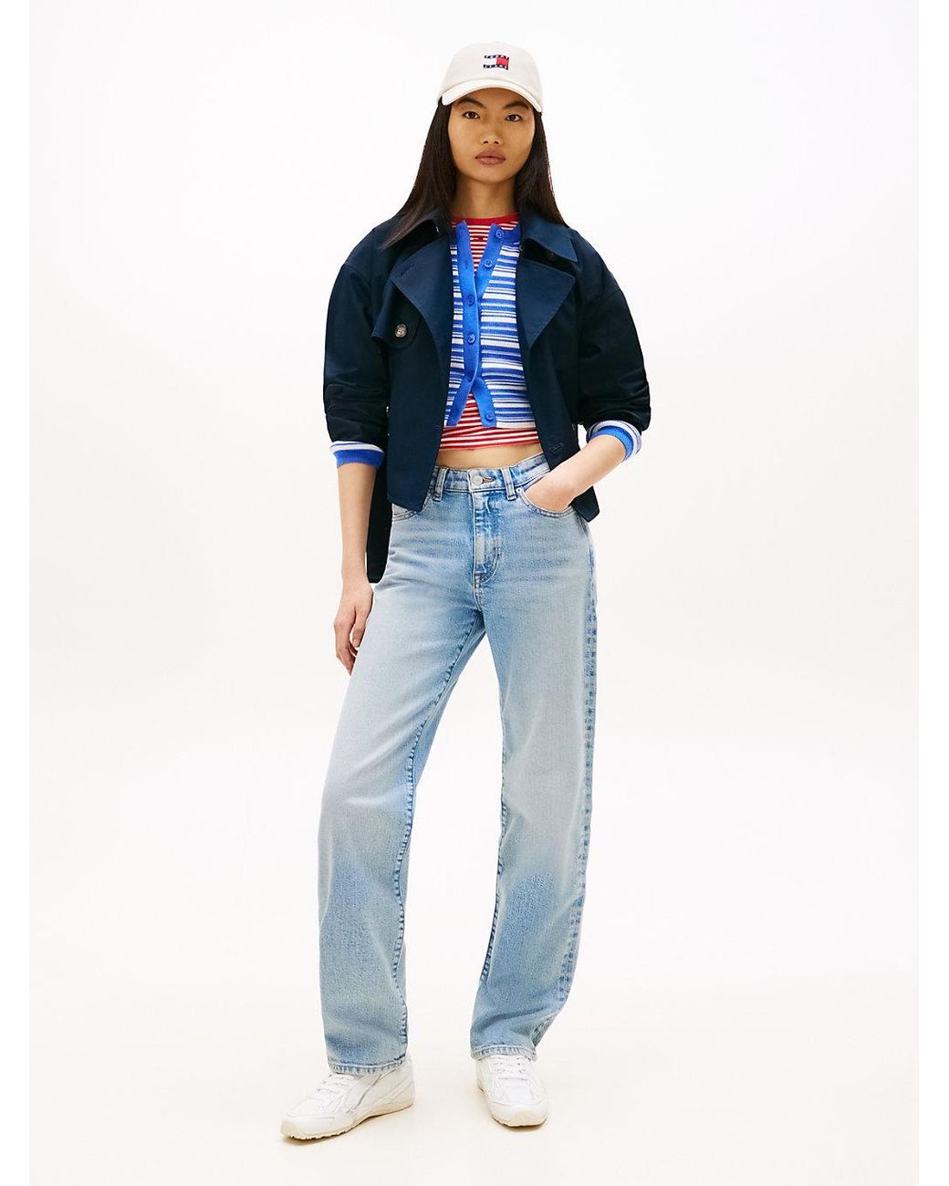 Tommy Hilfiger Blue Mid Rise Slim Straight Leg Jeans