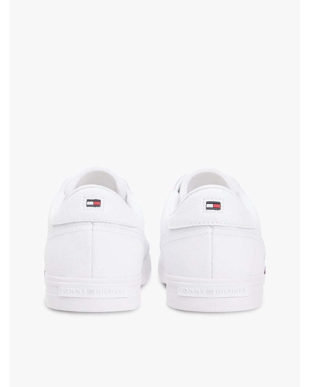 Tommy Hilfiger White Signature Midsole Lace-Up Trainers With Leather for men