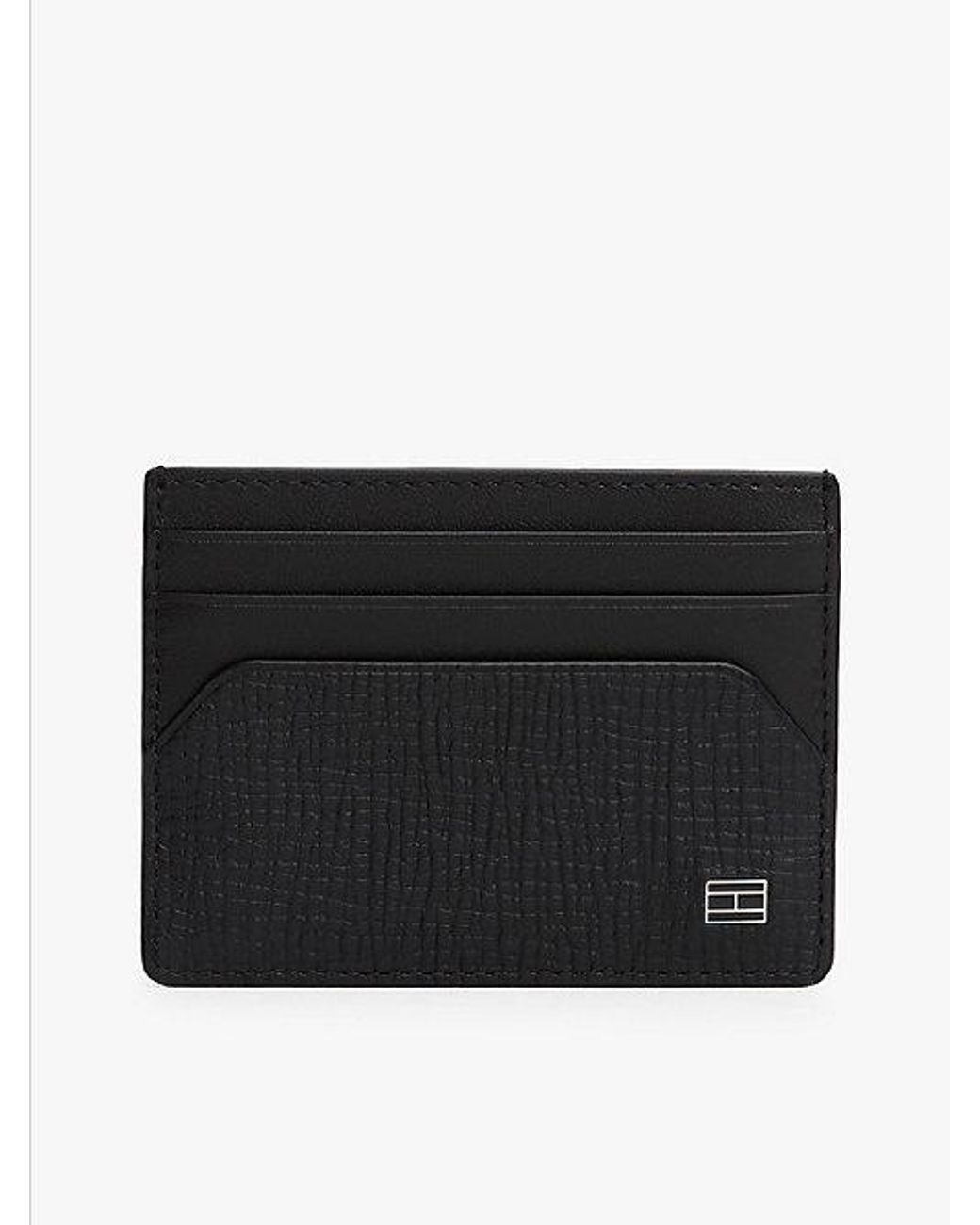 Tommy Hilfiger Black Hilfiger Flag Credit Card Holder for men