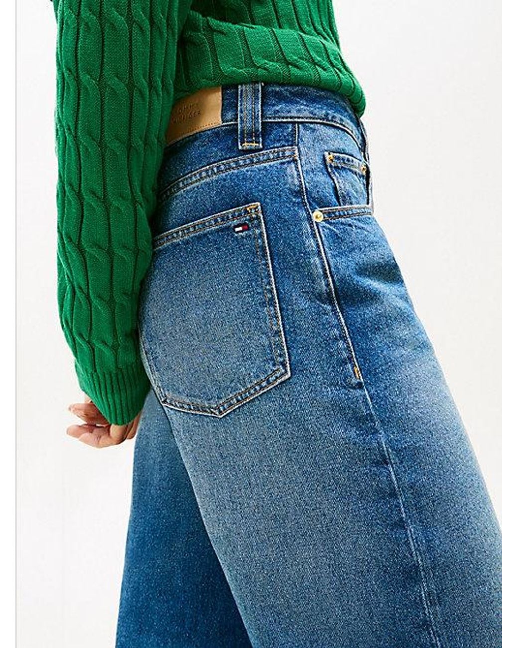 Tommy Hilfiger Blue Mid Rise Tapered Barrel Leg Jeans
