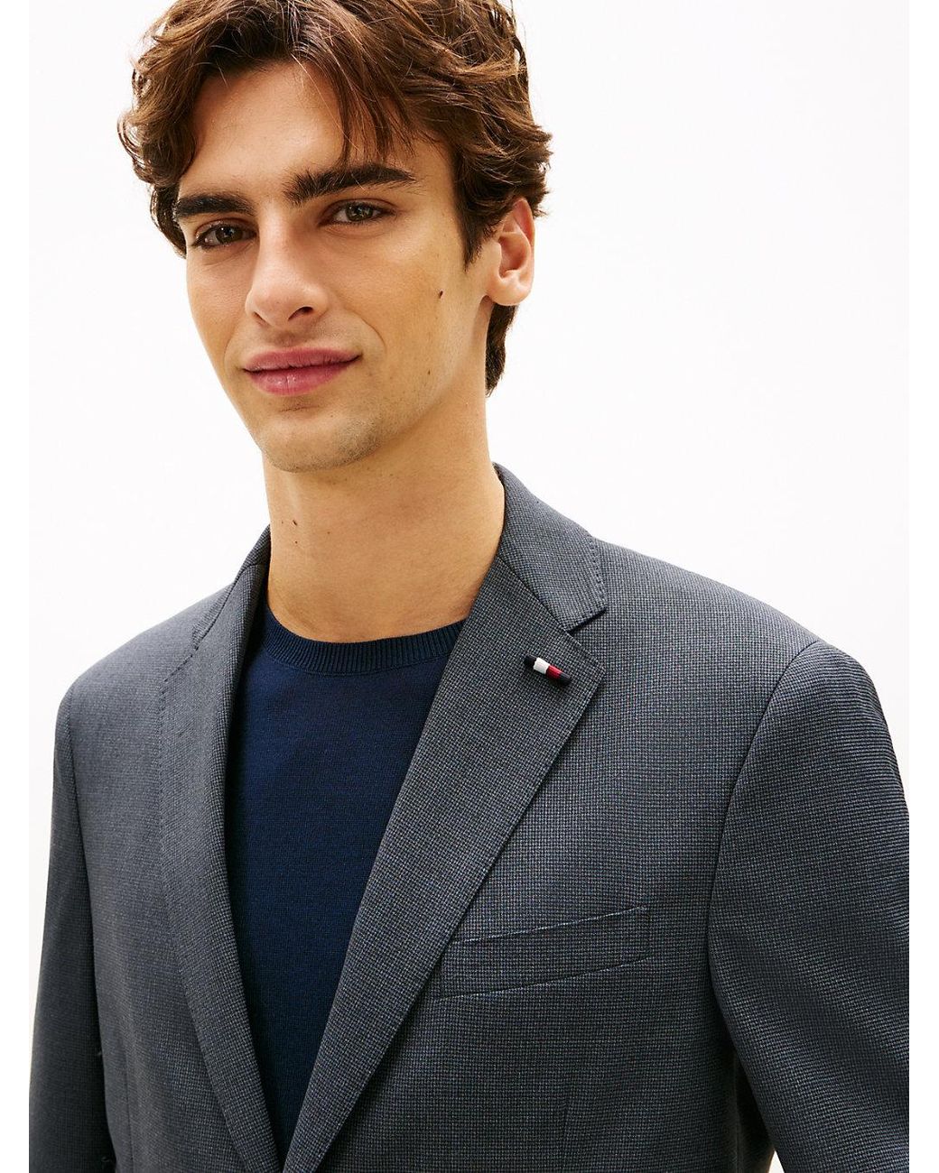 Tommy Hilfiger Blue Textured Wool Blend Suit for men