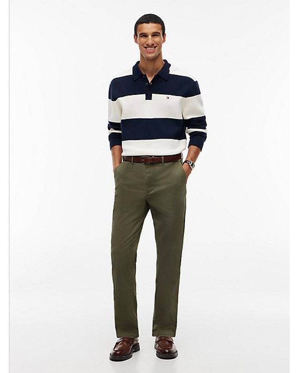 Tommy Hilfiger Green 1985 Denton Slim Straight Leg Chinos for men