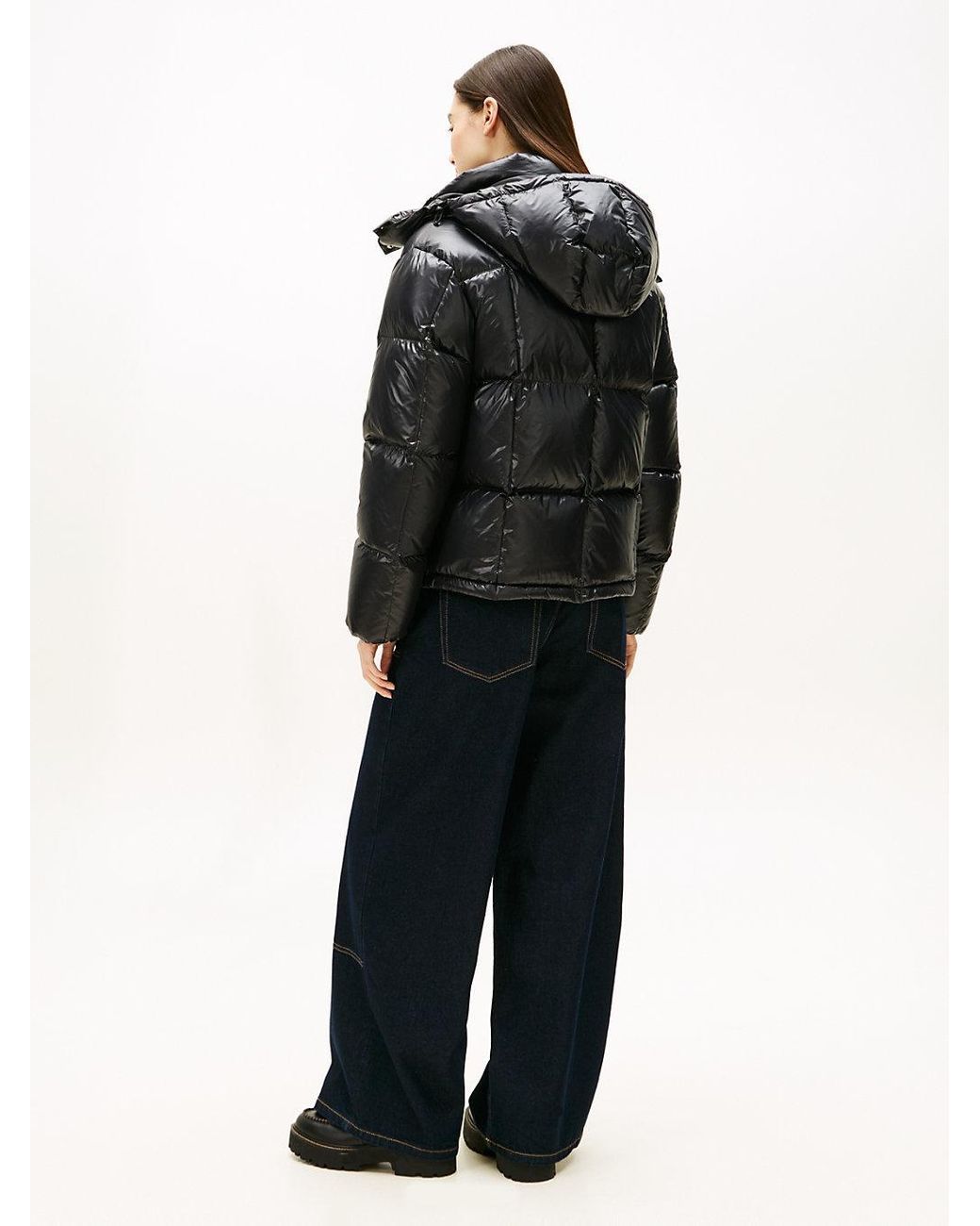 Tommy Hilfiger Black Shiny Quilted Down Alaska Puffer Jacket