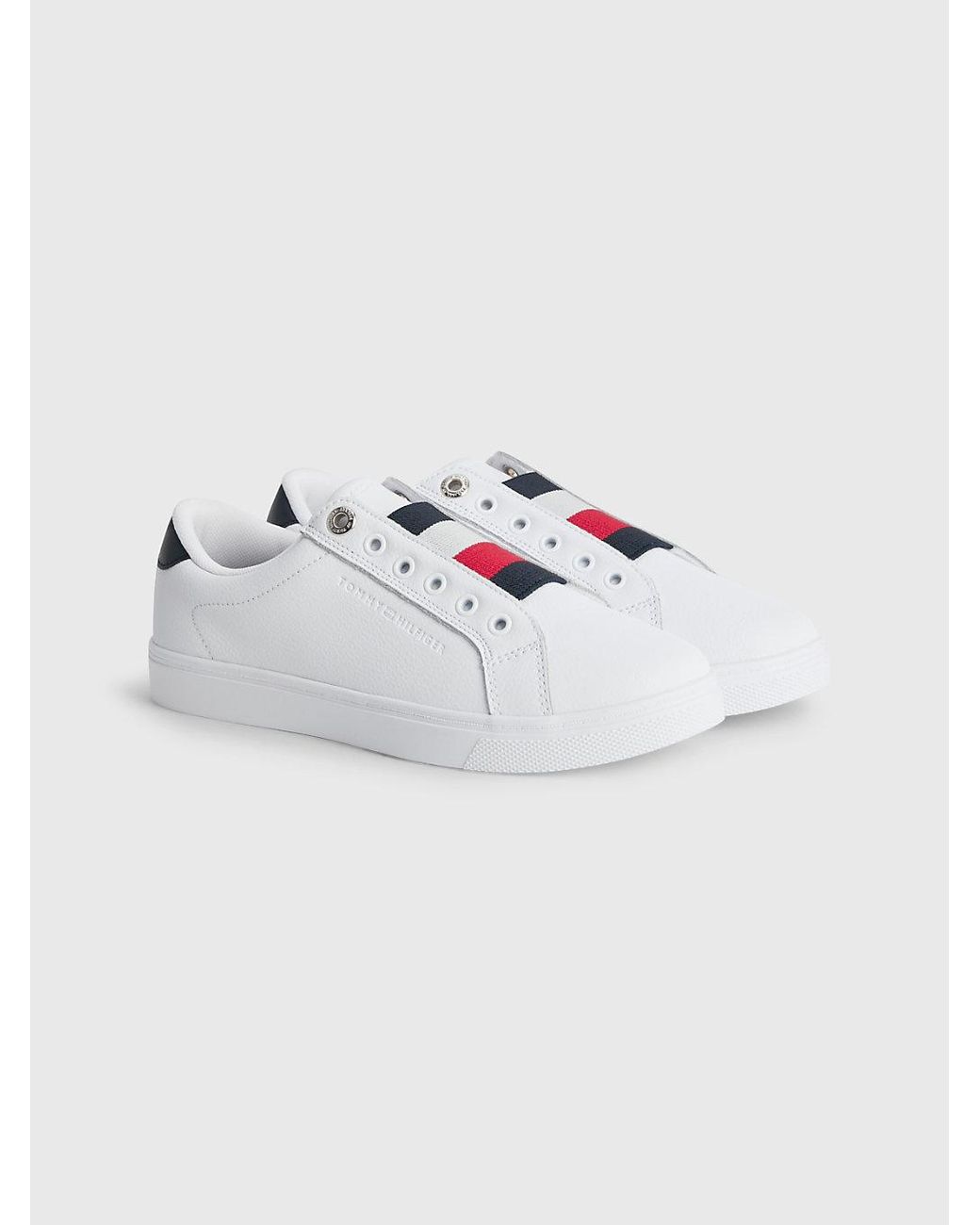 Tommy Hilfiger Essential Slip-on Leather Cupsole Trainers in White | Lyst UK