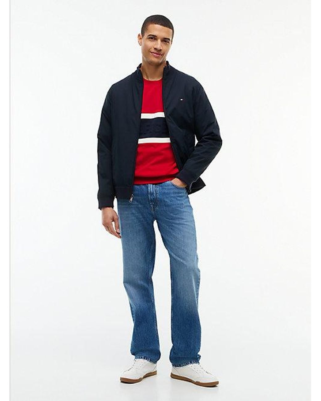 Tommy Hilfiger Red Colour Blocked Intecho Knit Sweatshirt for men
