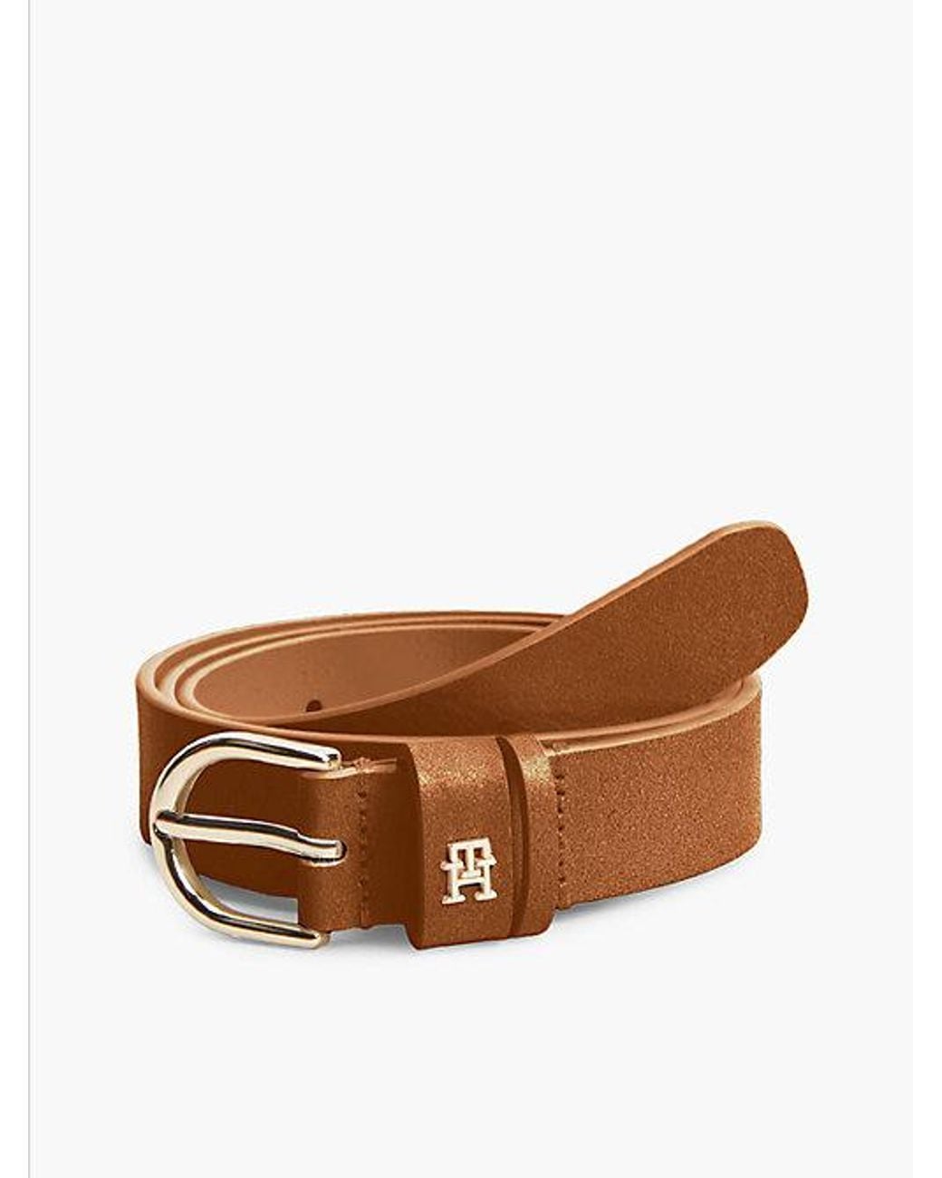 Tommy Hilfiger Brown Essential Rounded Buckle Suede Belt