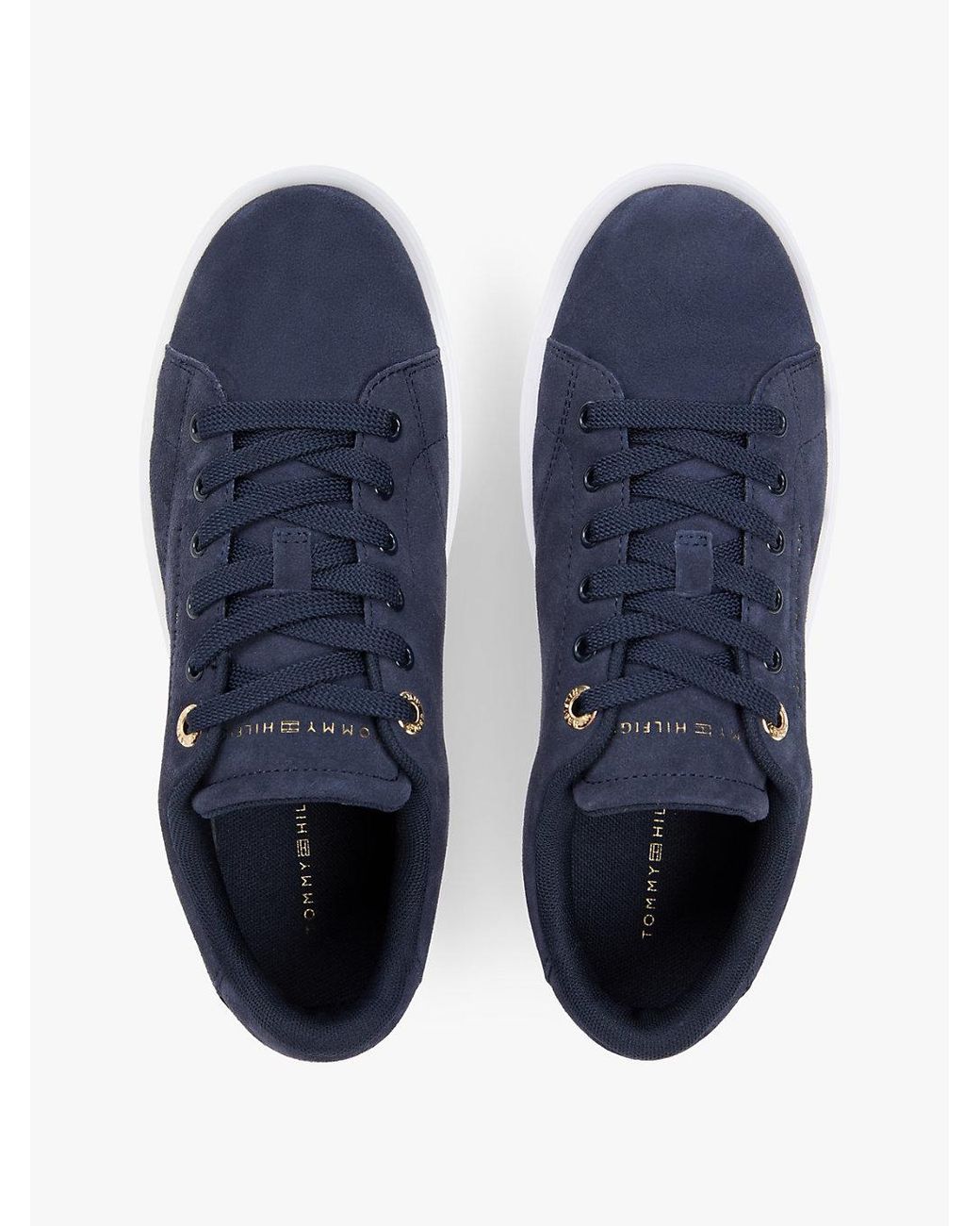 Tommy Hilfiger Blue Suede Metallic Logo Cupsole Trainers