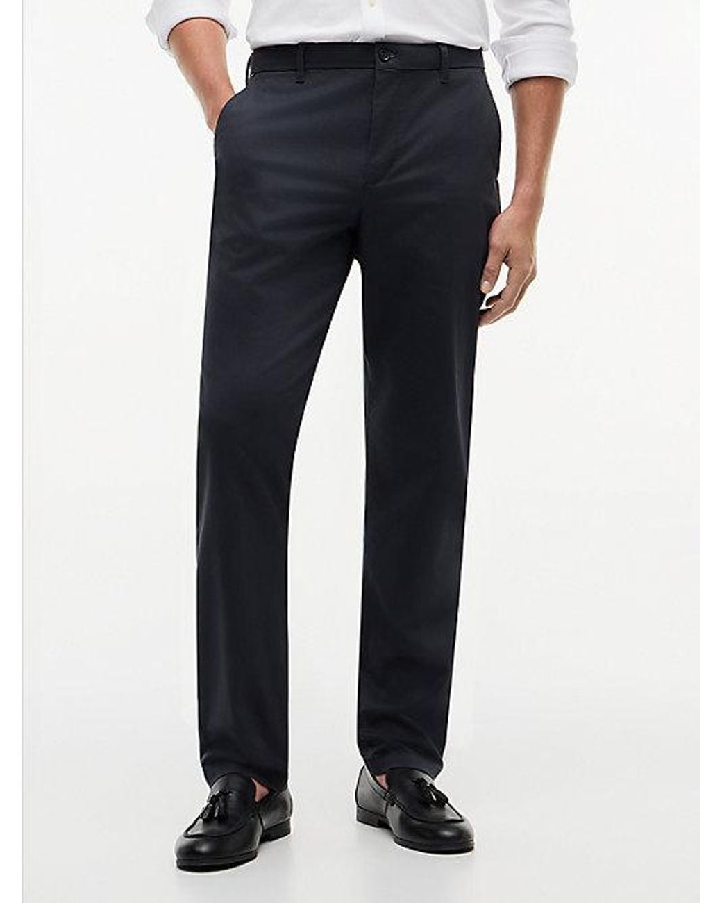 Tommy Hilfiger Blue Denton Slim Straight Textured Chinos for men
