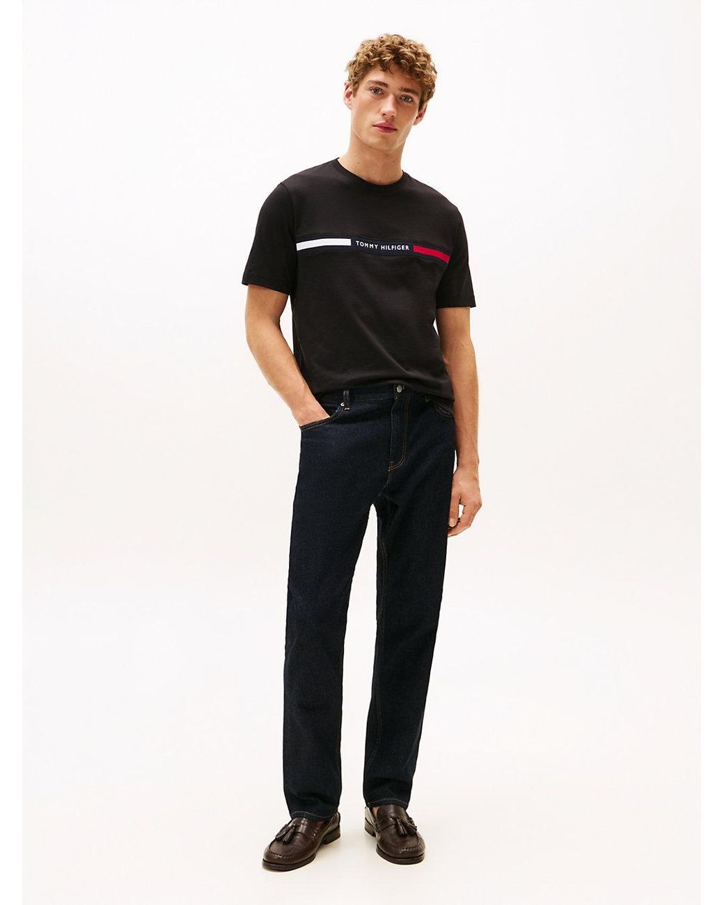 Tommy Hilfiger Black Logo Embroidery Insert T-Shirt for men