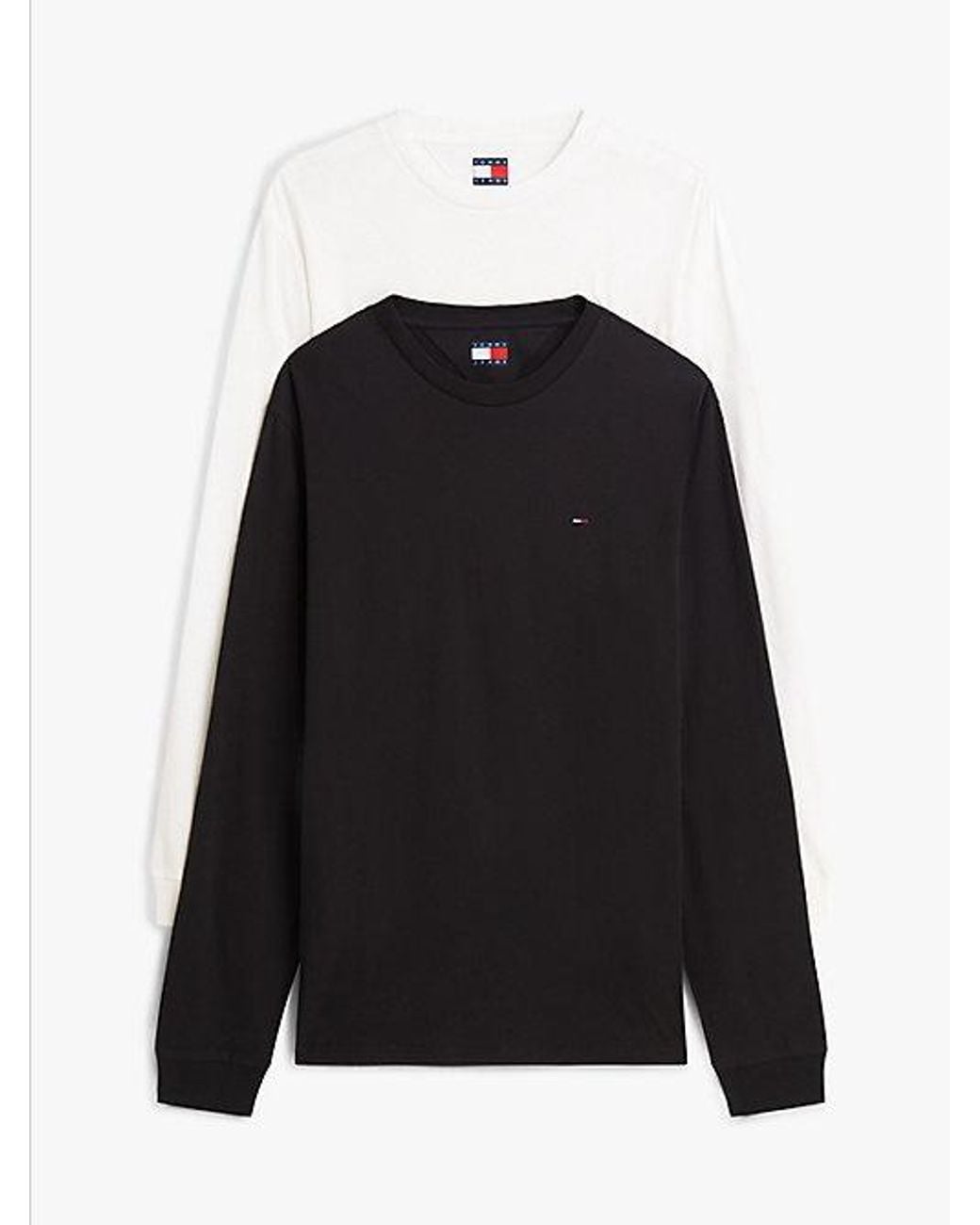 Tommy Hilfiger Black 2-Pack Tommy Flag Slim Long Sleeve T-Shirts for men
