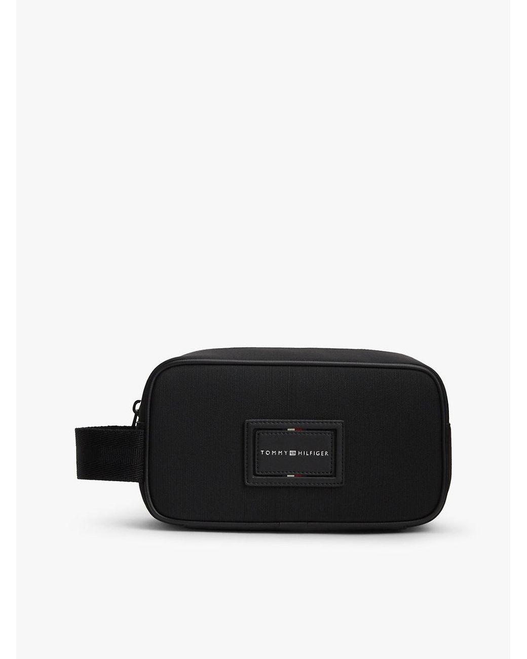Tommy Hilfiger Black Textile Logo Patch Washbag for men