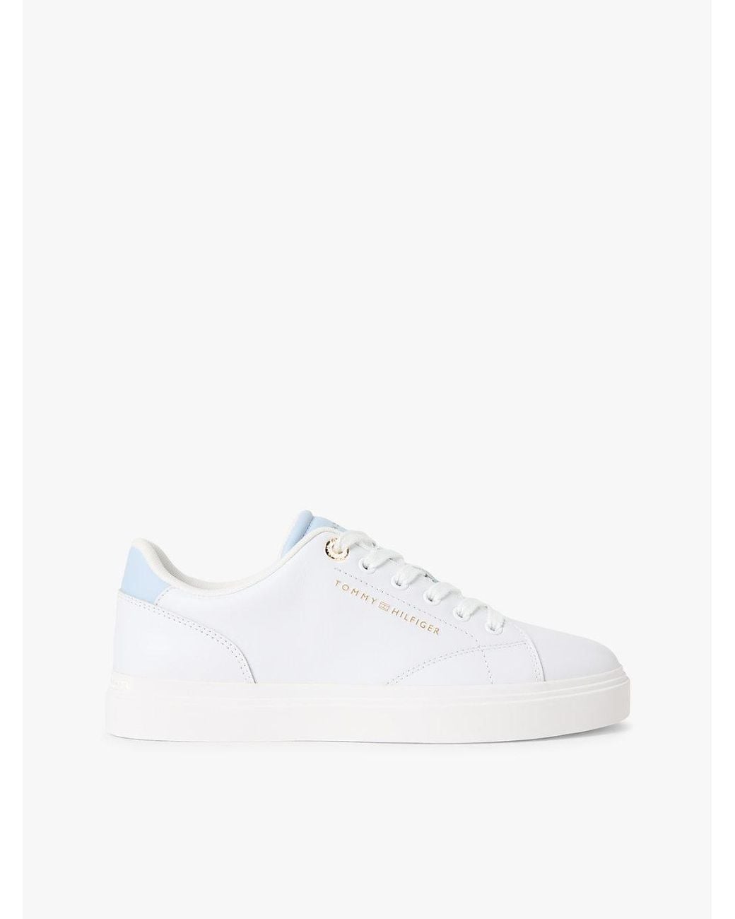 Tommy Hilfiger White Leather Metallic Logo Cupsole Trainers