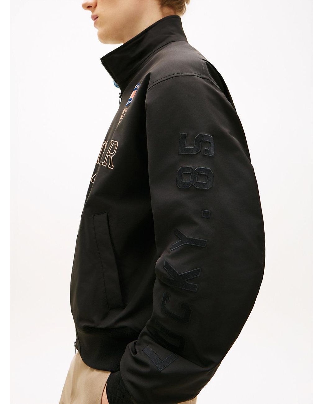 Tommy Hilfiger Black Logo Embroidery Racing Jacket for men