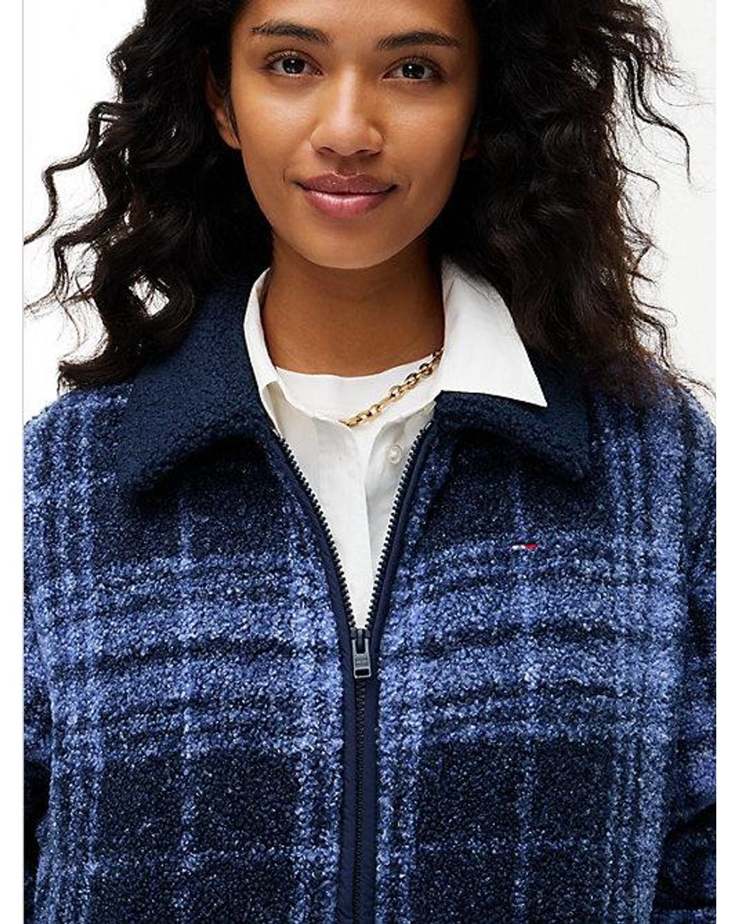 Tommy Hilfiger Blue Teddy Fleece Boxy Zip Thru Sweatshirt