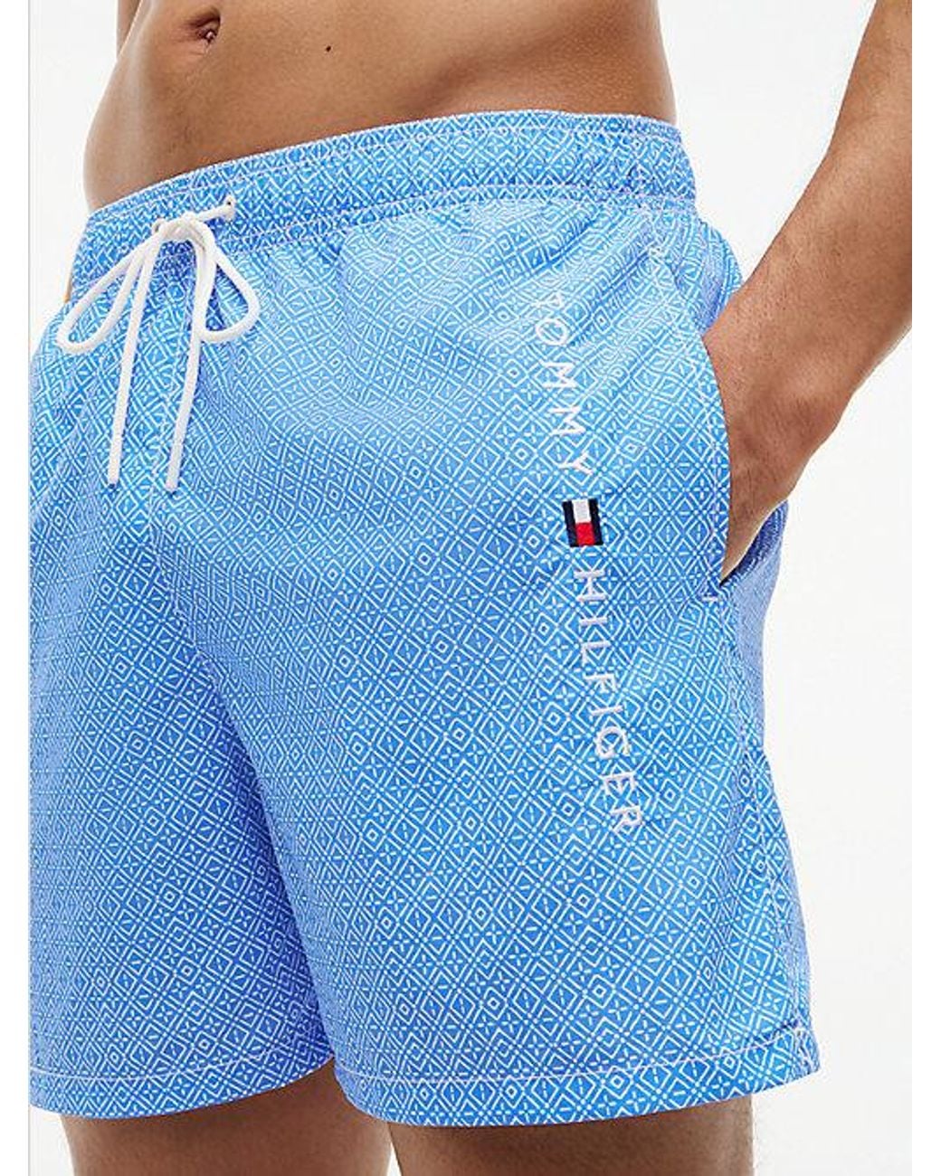Tommy Hilfiger Blue Original Print Mid Length Swim Shorts for men