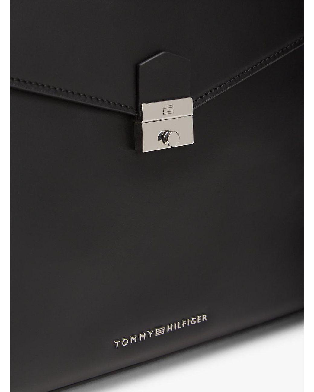 Tommy Hilfiger Black Th Business Leather Laptop Bag for men