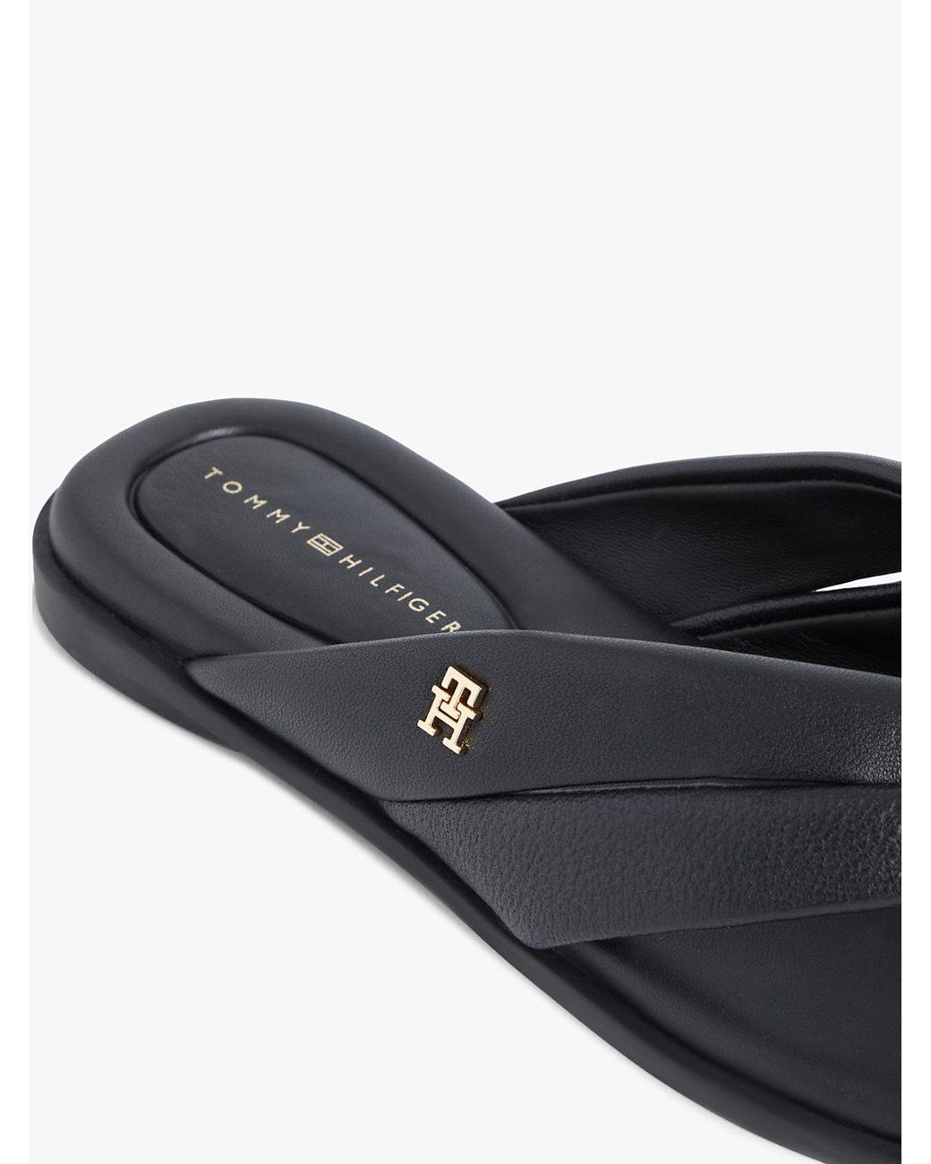 Tommy Hilfiger White Leather Toe Post Flat Sandals