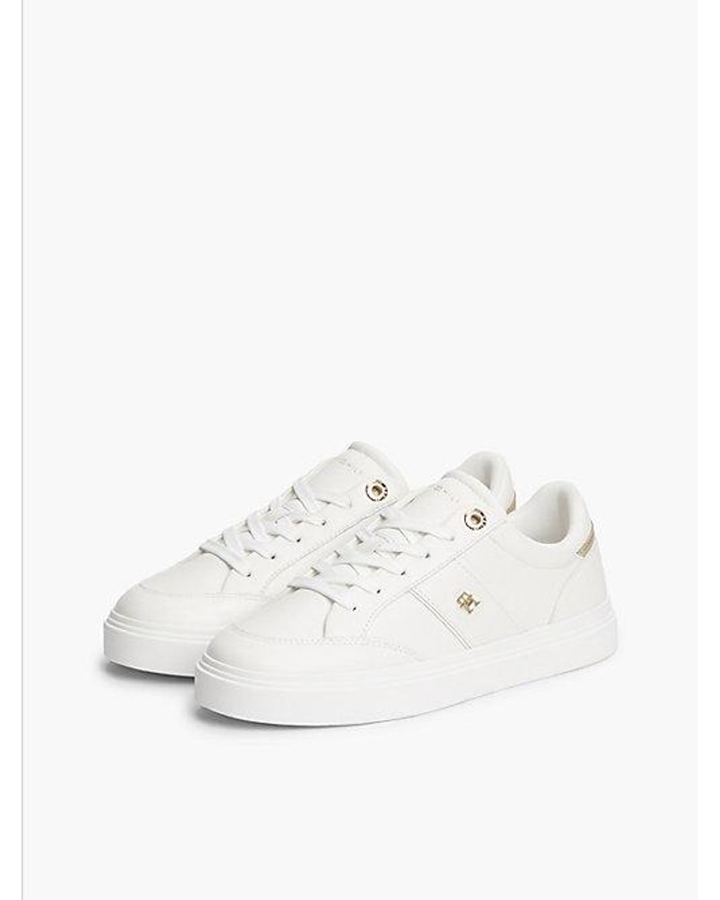 Tommy Hilfiger White Pebble Grain Leather Cupsole Trainers
