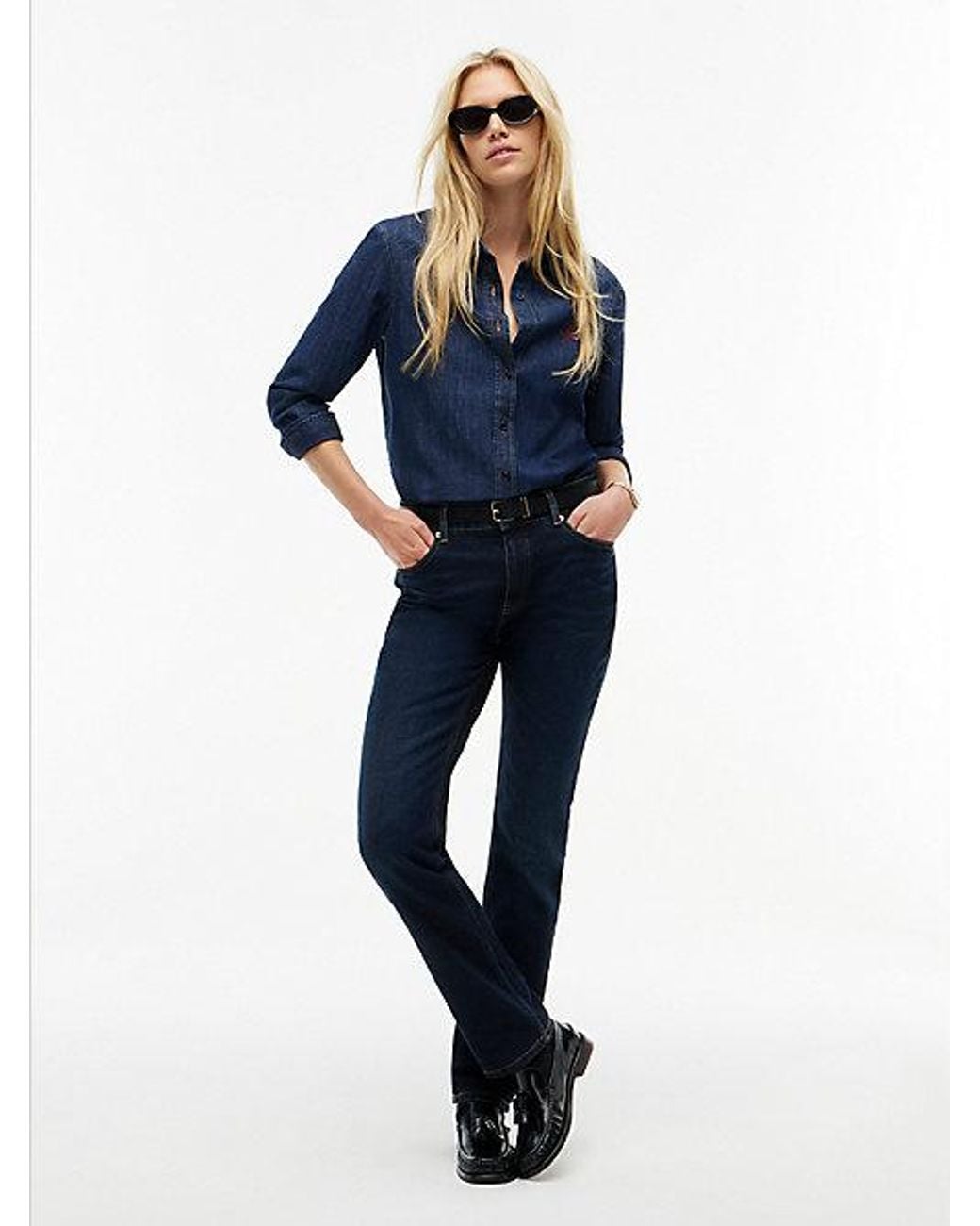 Tommy Hilfiger Blue Harlow Mid Rise Skinny Whiskered Jeans