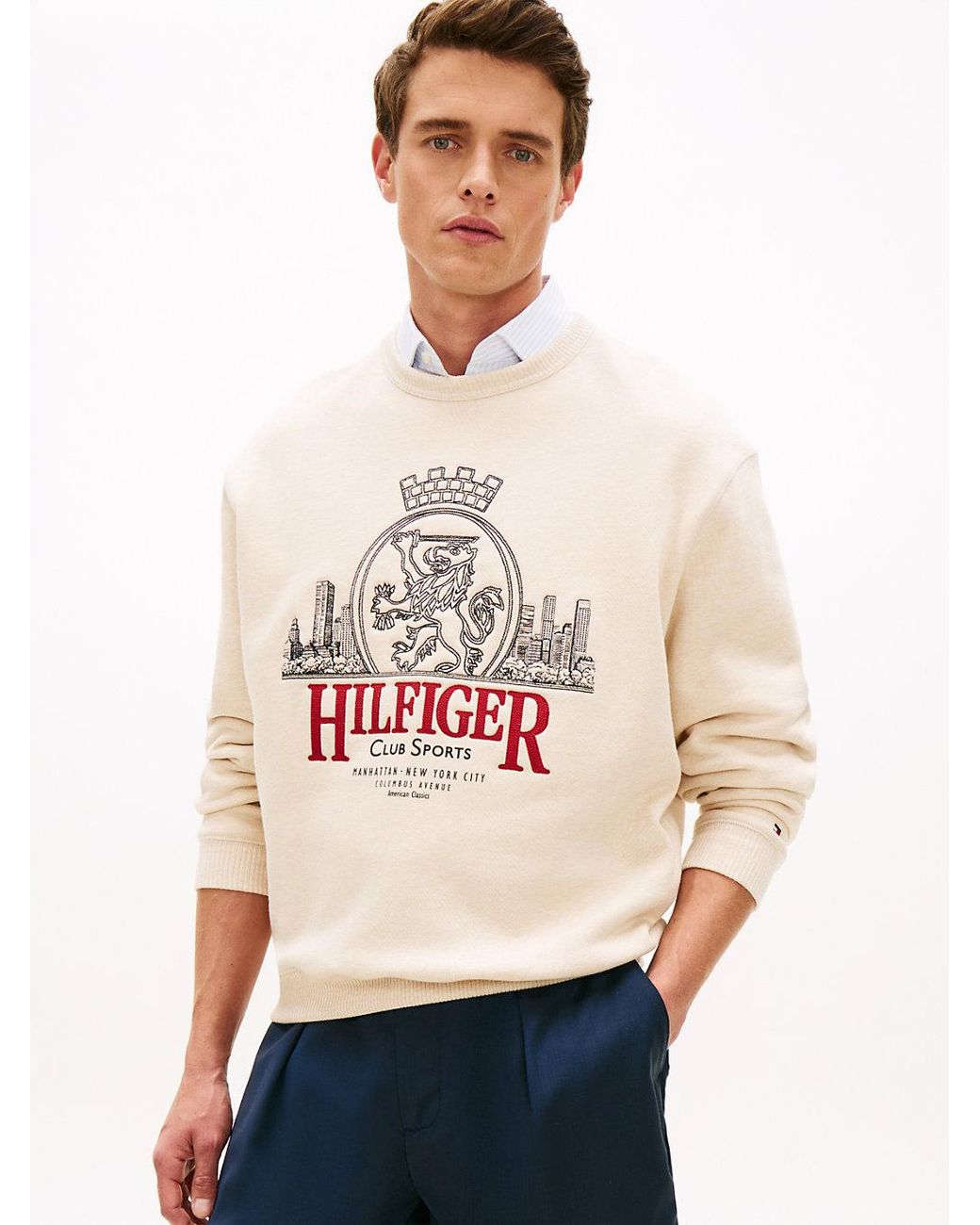 Tommy Hilfiger White Heritage Crest Embroidery Relaxed Sweatshirt for men