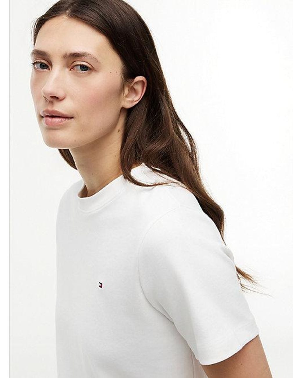 Tommy Hilfiger White Interlock Knit Boxy Crew Neck T-Shirt