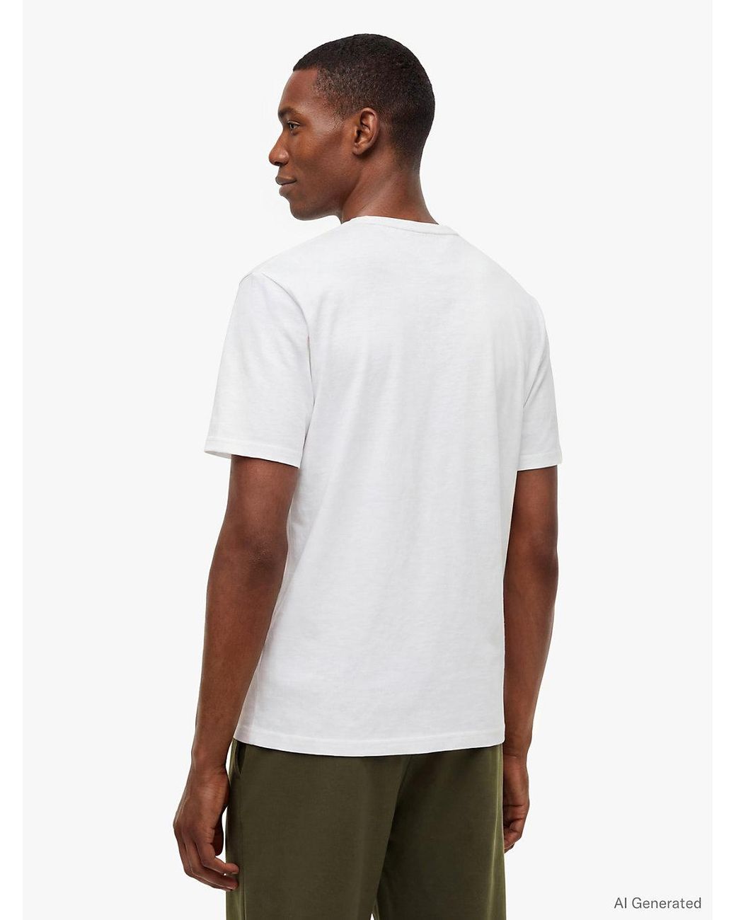 Tommy Hilfiger White Flag Embroidery Textured Crew Neck T-Shirt for men