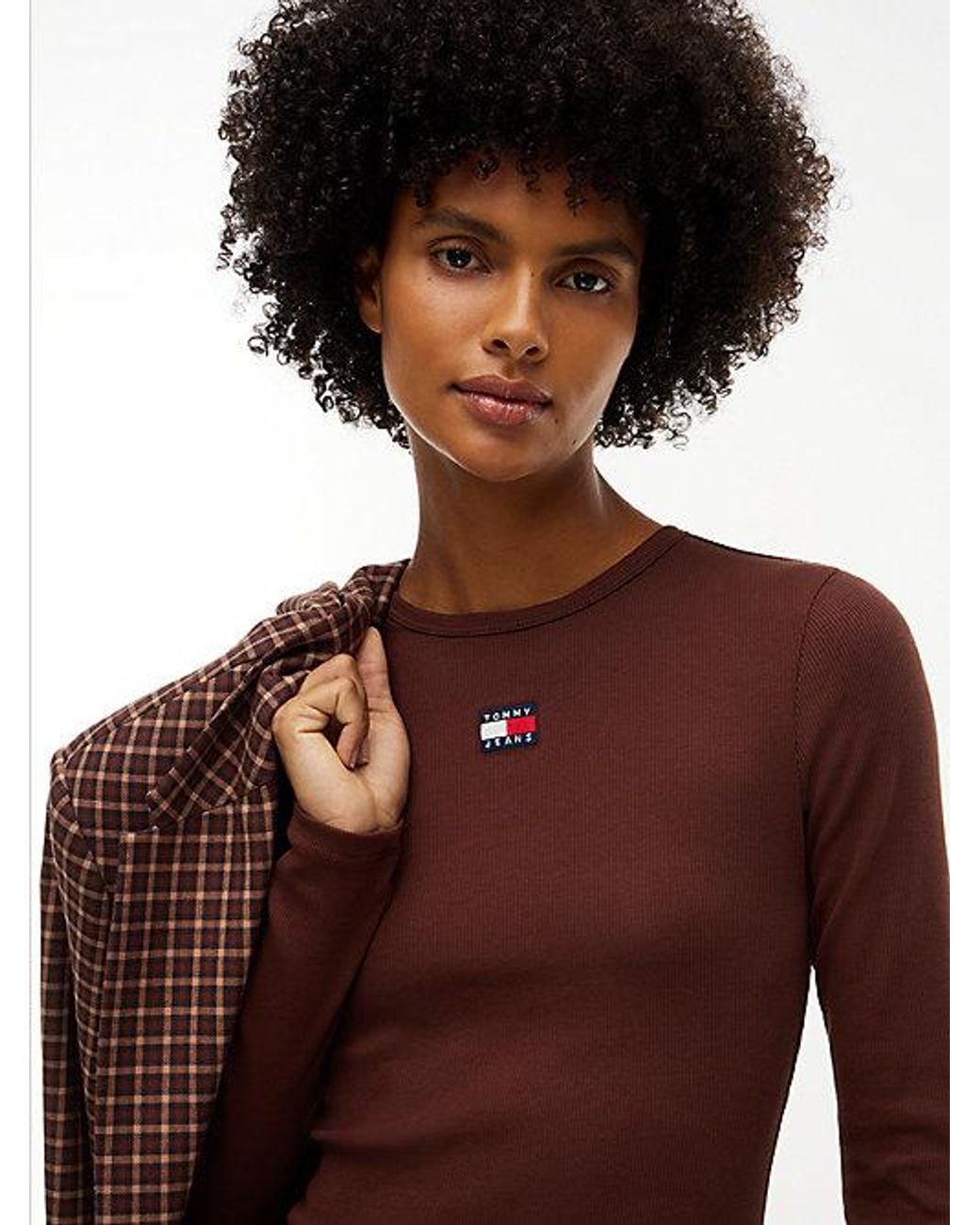 Tommy Hilfiger Red Tommy Jeans Tommy Badge Slim Long Sleeve T-Shirt