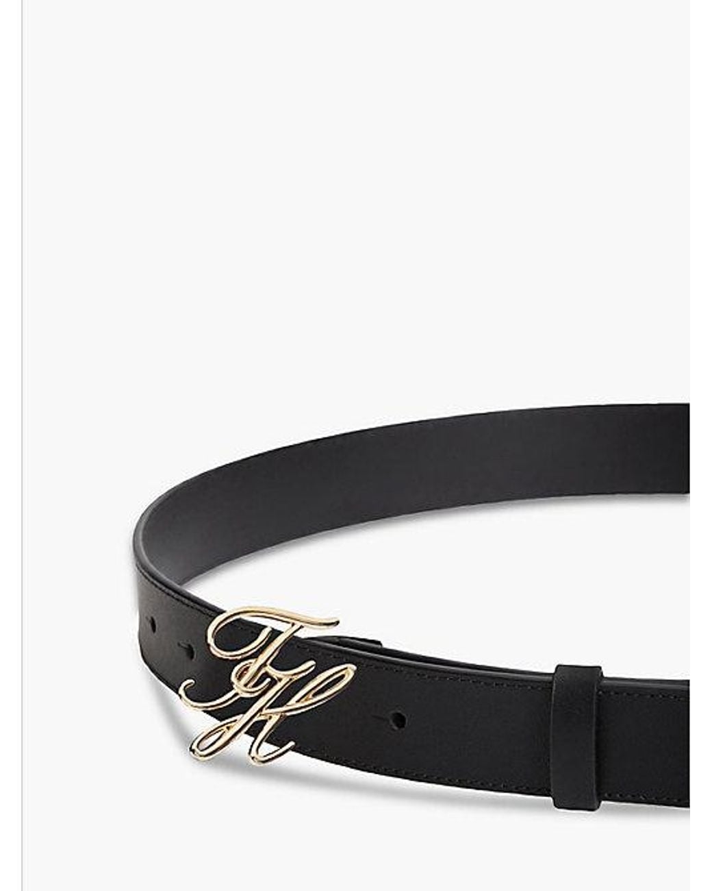 Tommy Hilfiger Black Leather Logo Plaque Buckle Belt
