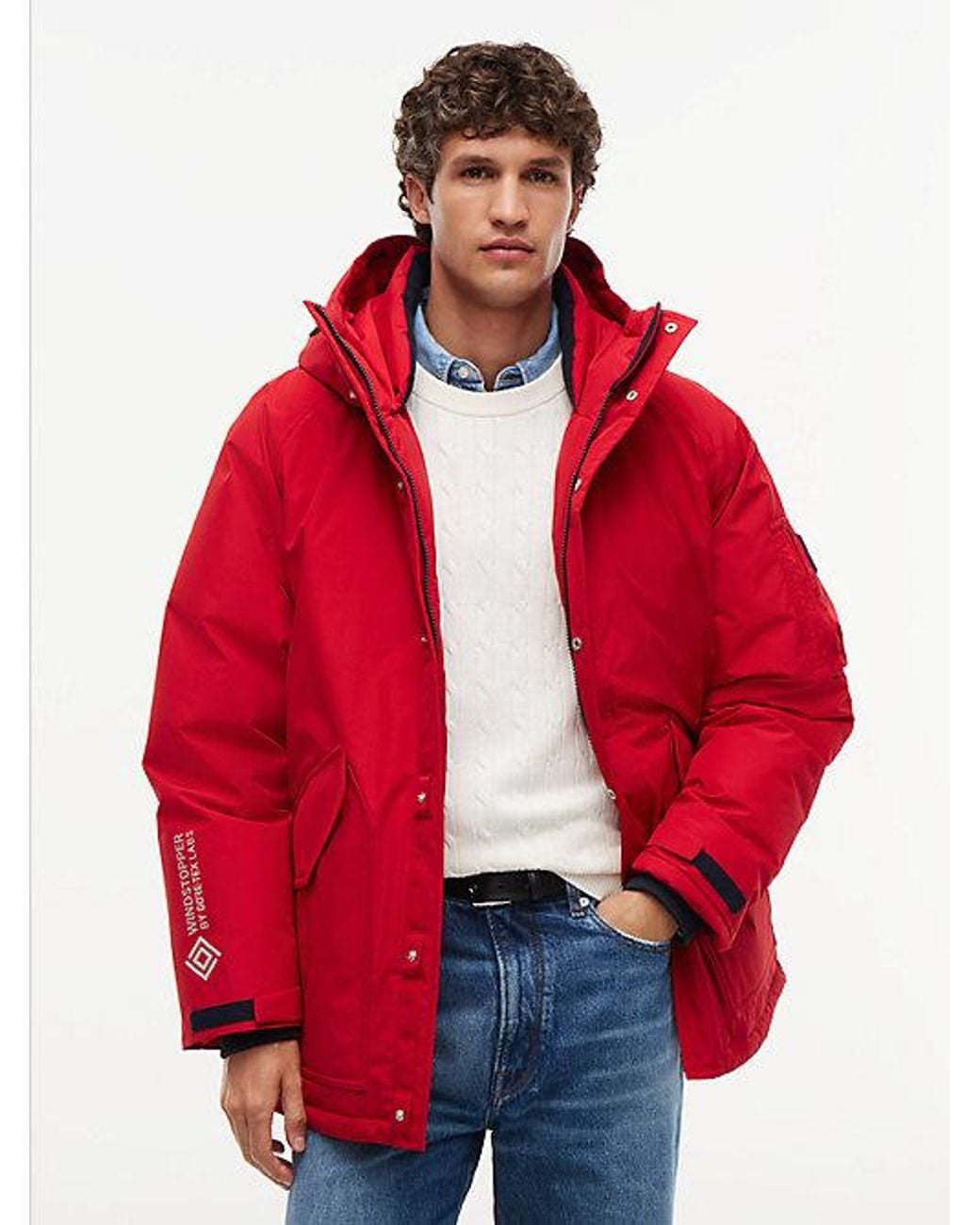Tommy Hilfiger Red Down Hooded Parka for men