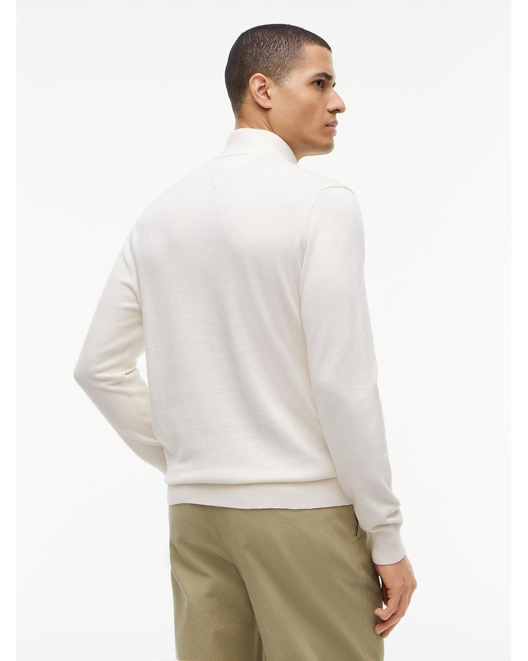 Tommy Hilfiger White Quarter-zip Mock Neck Jumper for men