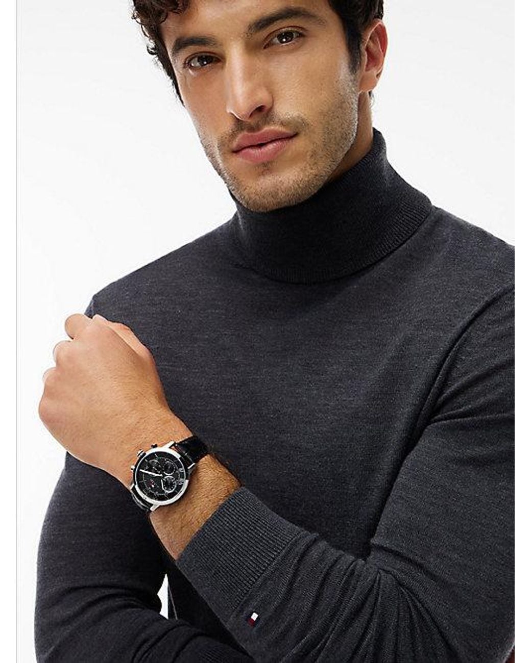 Tommy Hilfiger Blue New York Label Wool Roll Neck Jumper for men