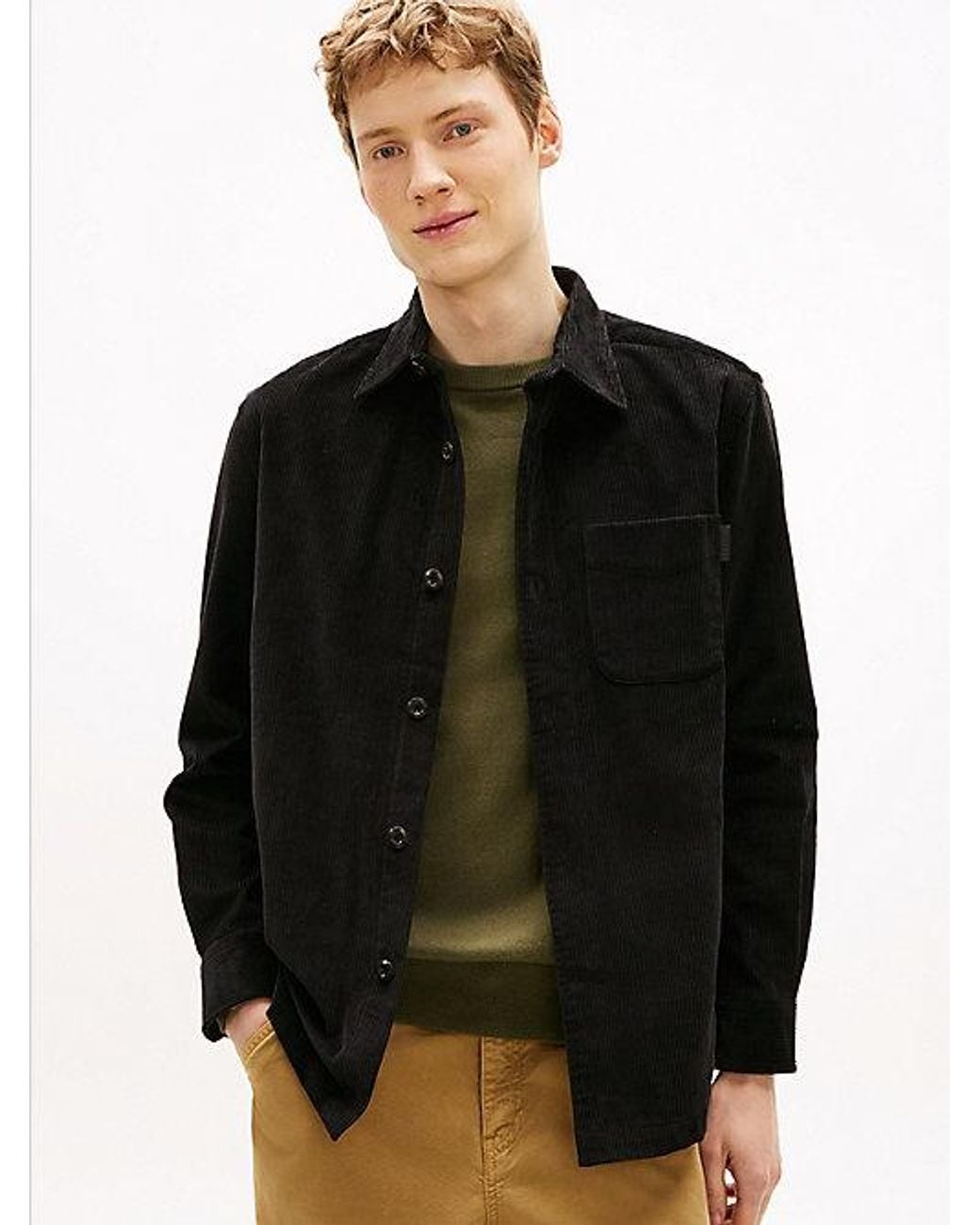 Tommy Hilfiger Black Relaxed Corduroy Overshirt for men