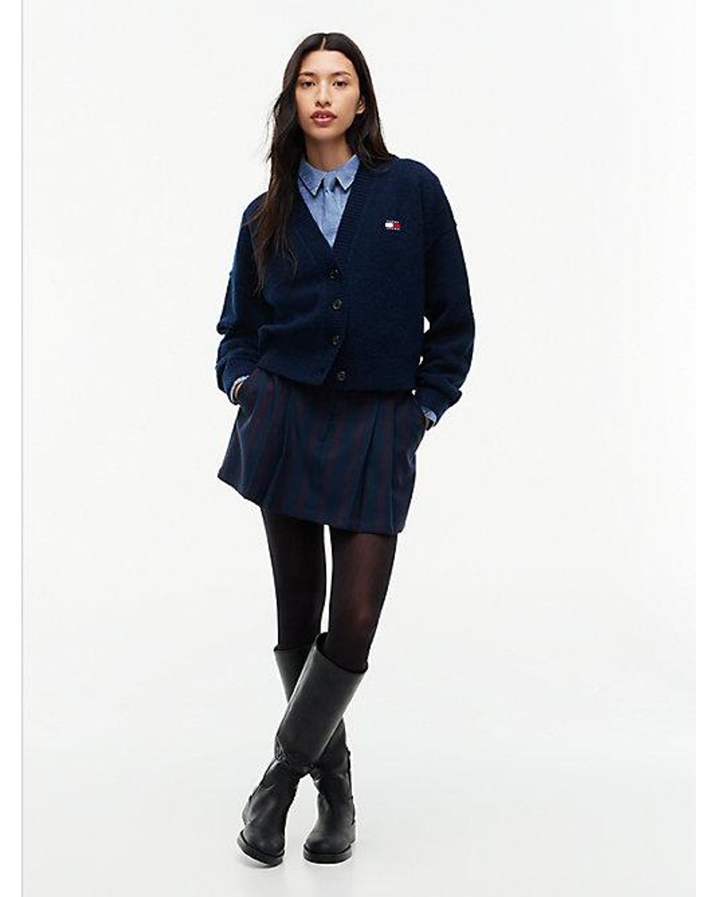 Tommy Hilfiger Blue Tommy Jeans Tommy Badge Fluffy Cardigan With Alpaca