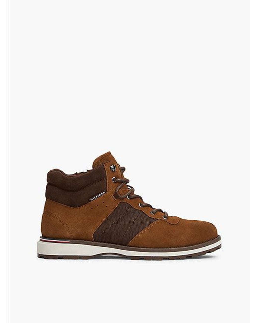 Tommy Hilfiger Brown Suede Outdoor Cleat Mesh Panel Boots for men