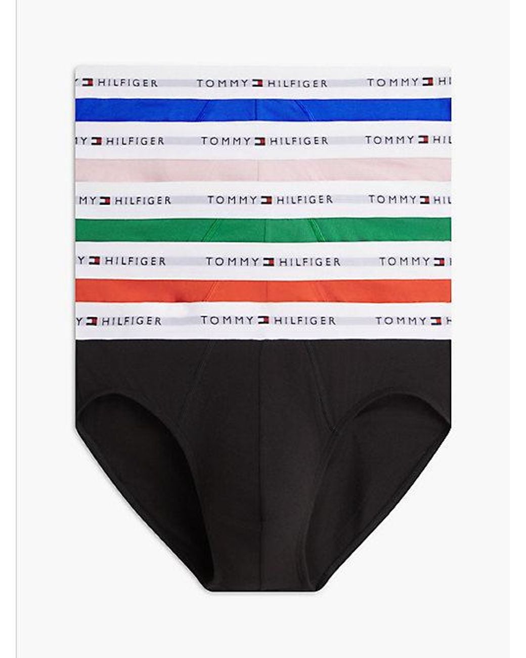 Tommy Hilfiger Black 5 Pack Signature Repeat Logo Waistband Briefs for men