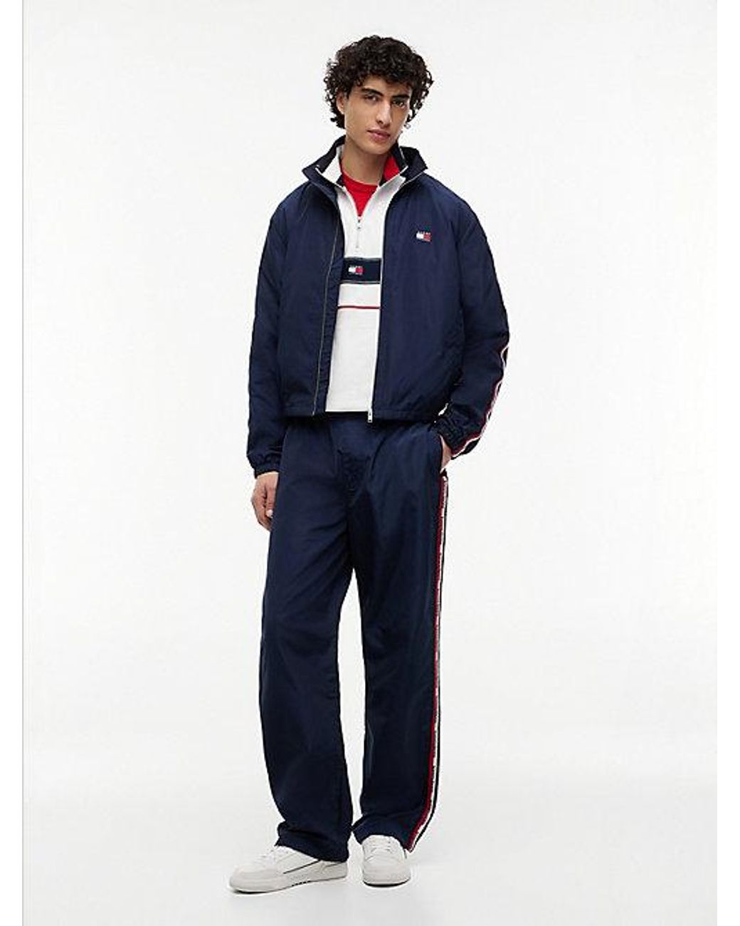 Tommy Hilfiger Blue Jaimie Relaxed Global Stripe Tape Trousers for men