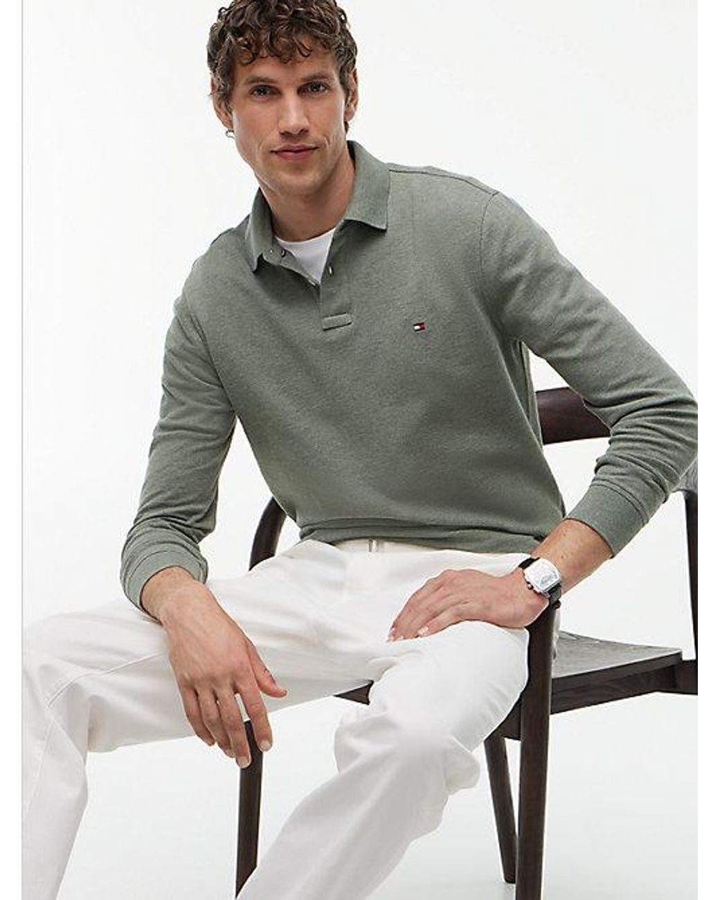 Tommy Hilfiger Gray 1985 Regular Fit Long Sleeve Polo Shirt for men