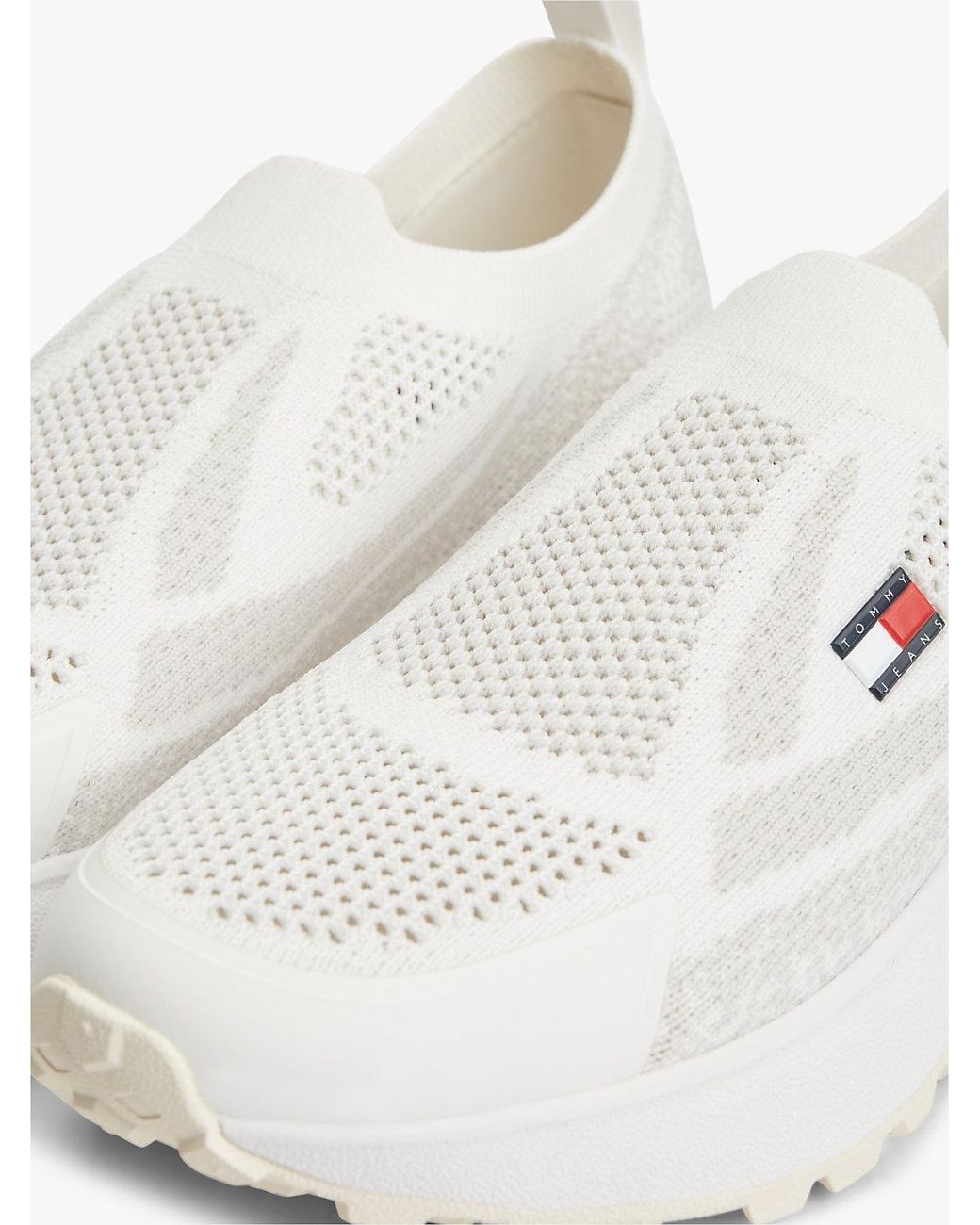 Tommy Hilfiger White Logo Knit Cleat Slip-On Trainers