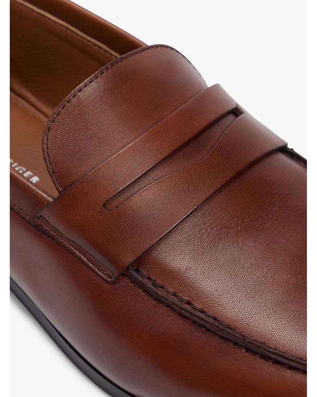 Tommy Hilfiger Brown Leather Flexible Loafers for men