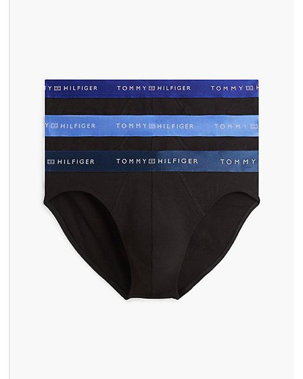 Tommy Hilfiger Blue 3 Pack Signature Logo Metallic Waistband Briefs for men